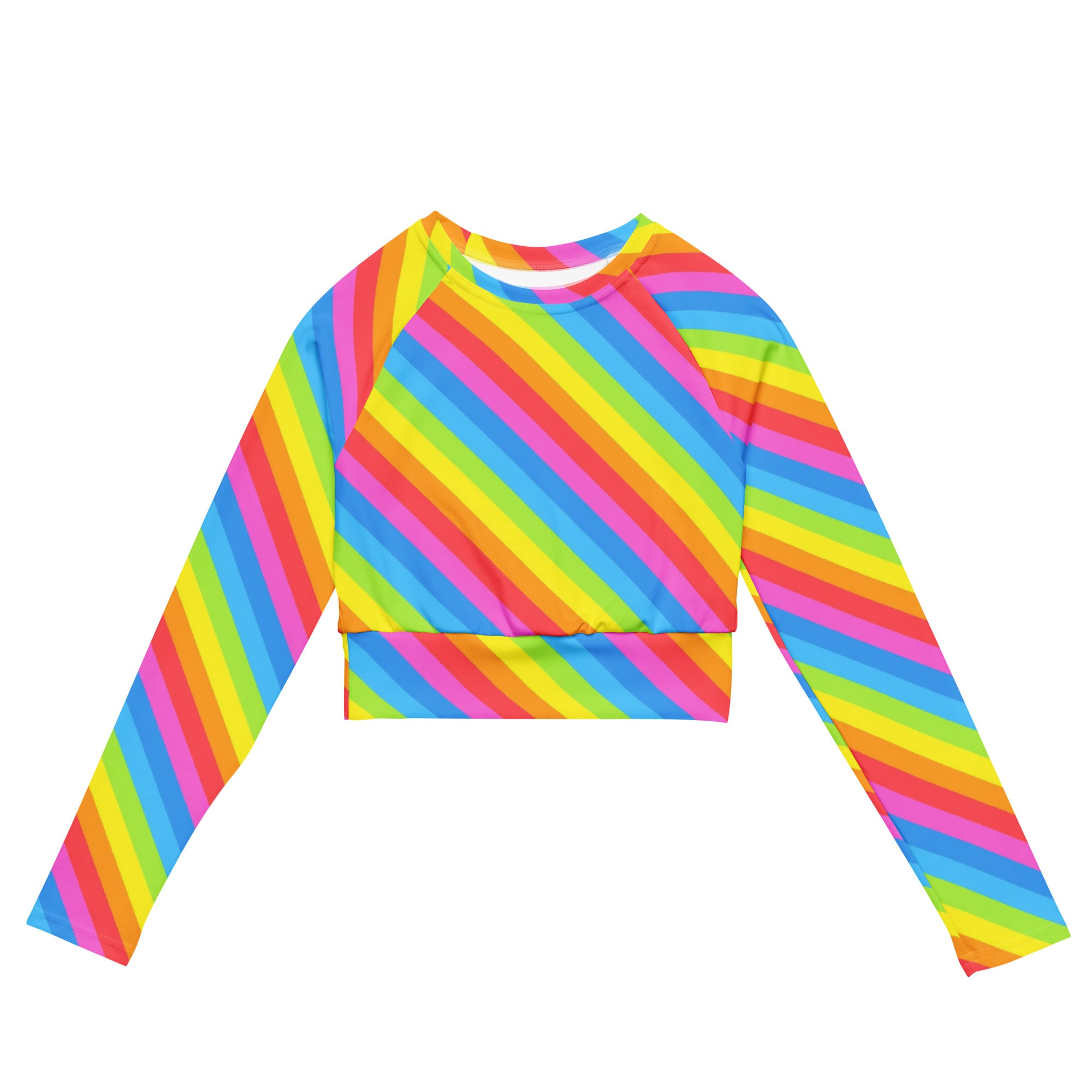 Women's Rainbow Stripe Long Sleeve Performance Crop Top