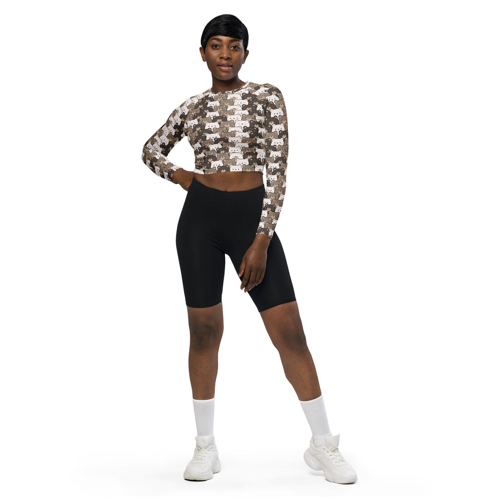 Women's Bear Face Long Sleeve Performance Crop Top