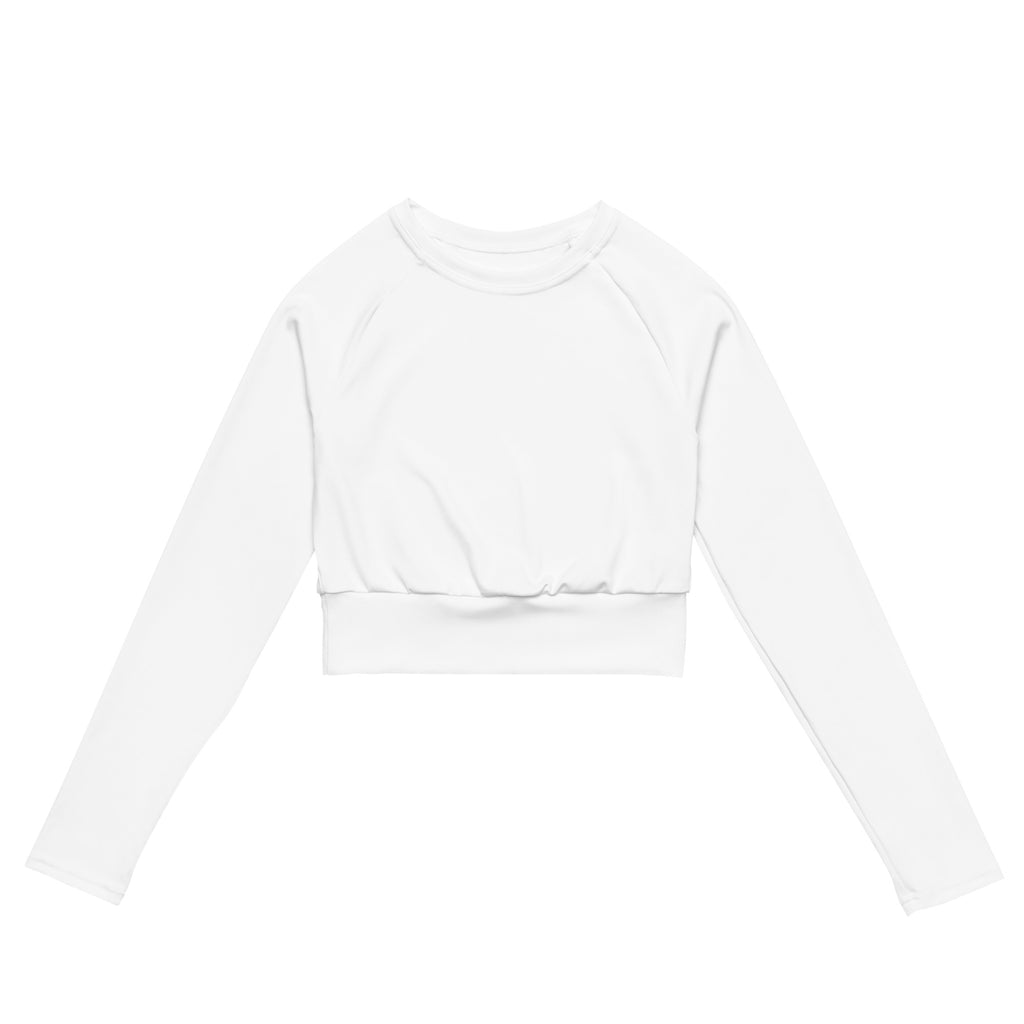 Women's White Long Sleeve Performance Crop Top