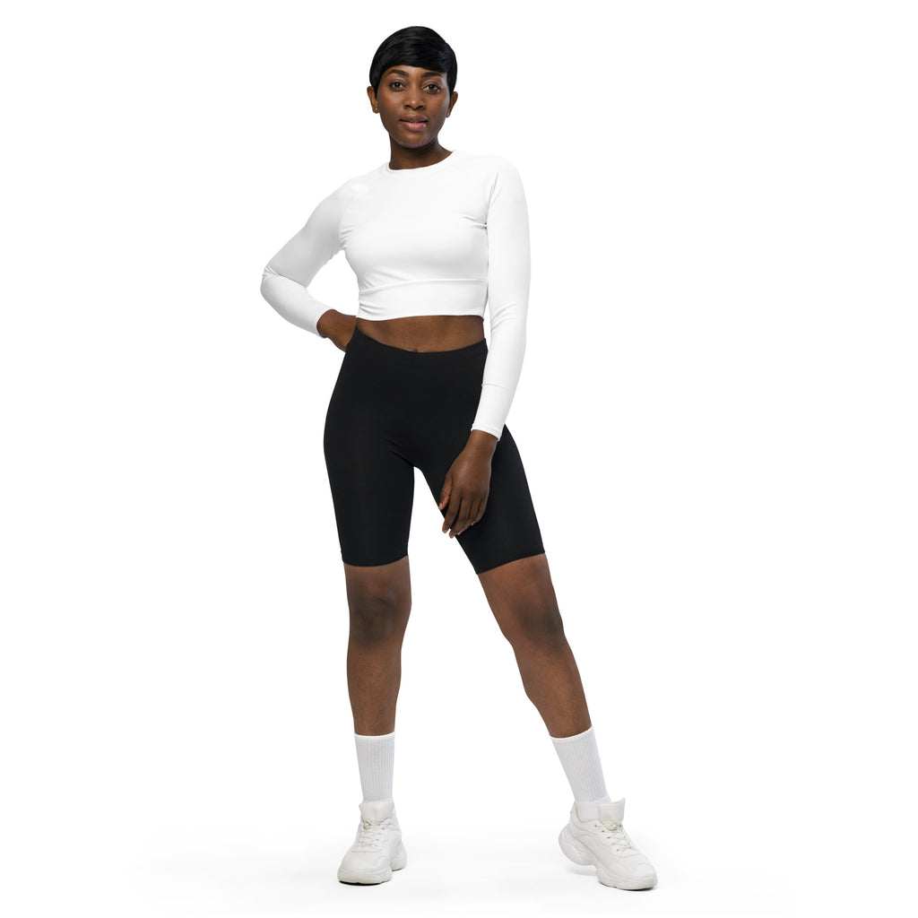 Women's White Long Sleeve Performance Crop Top