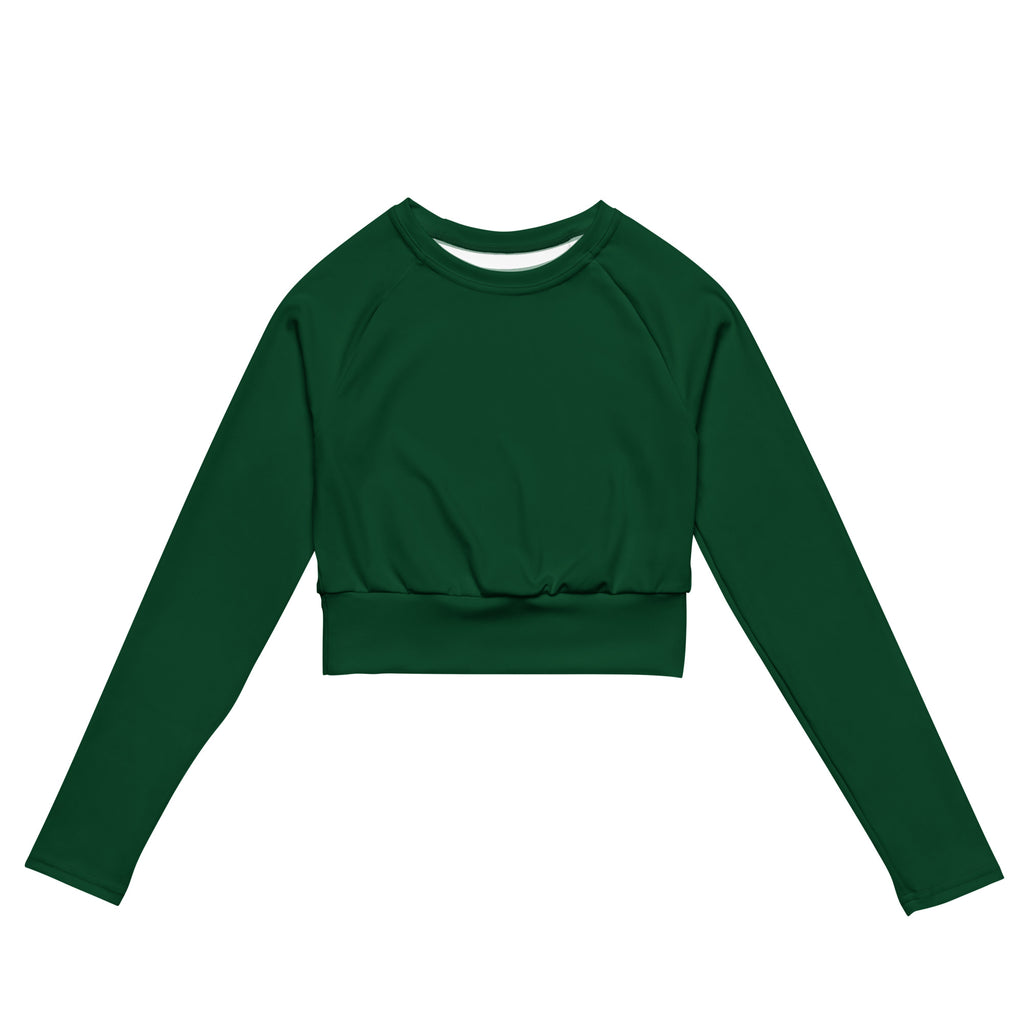 Women's Dark Green Long Sleeve Performance Crop Top