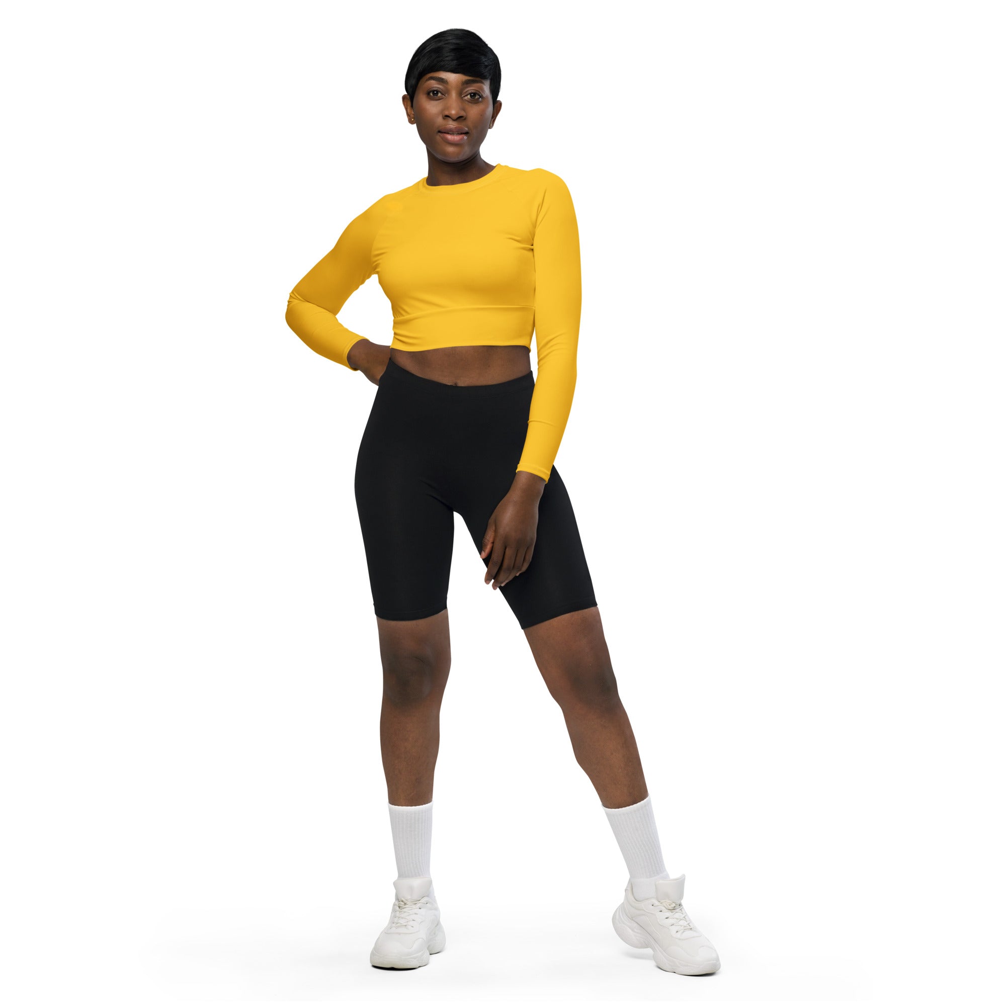Women's Yellow Long Sleeve Performance Crop Top