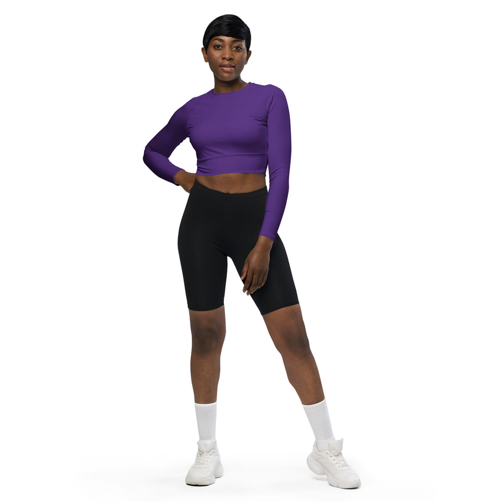 Women's Dark Purple Long Sleeve Performance Crop Top