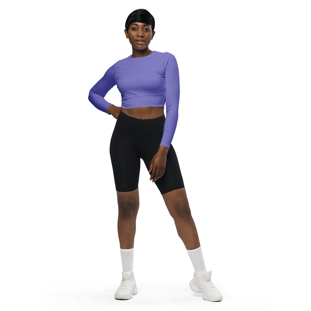 Women's Purple Long Sleeve Performance Crop Top