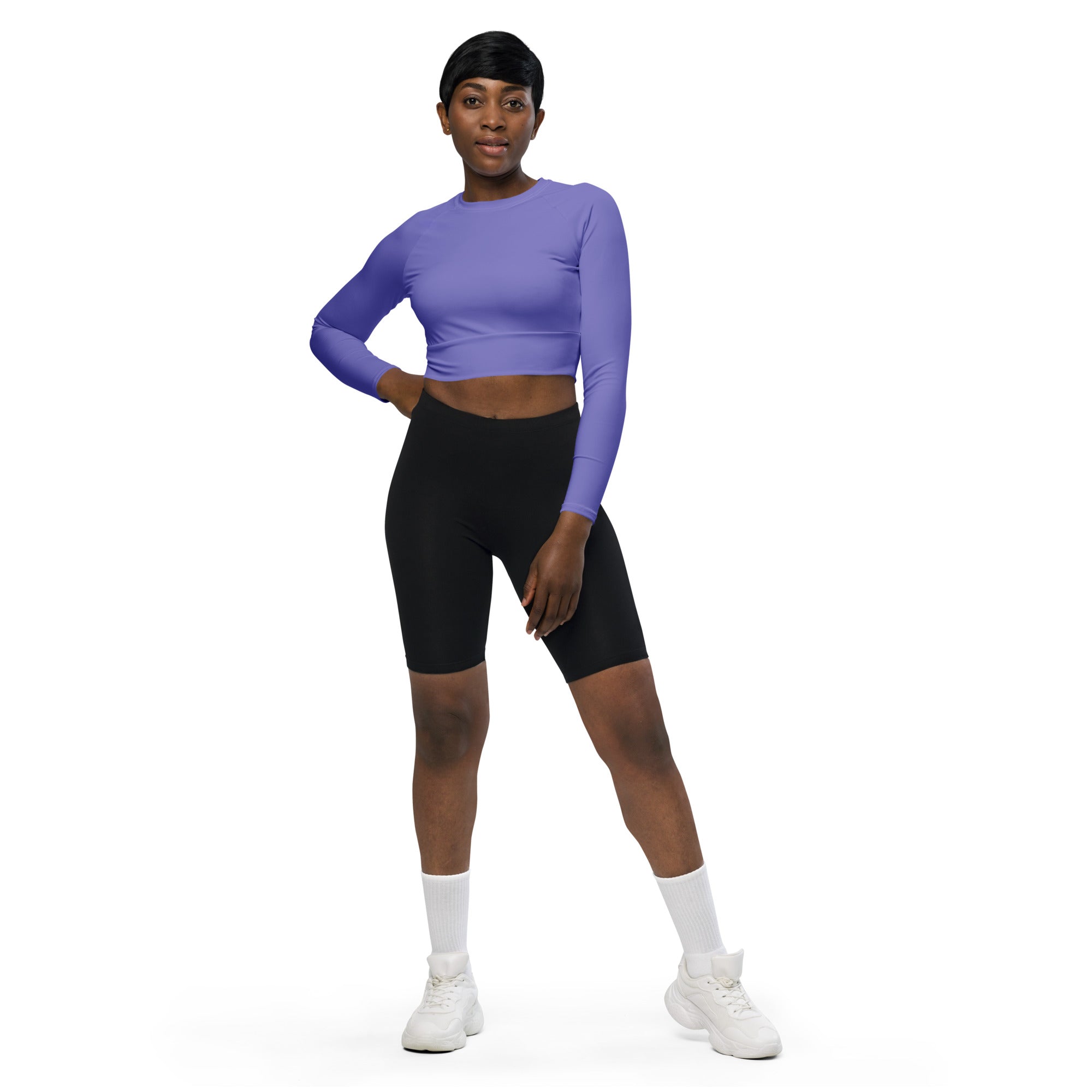Women's Purple Long Sleeve Performance Crop Top