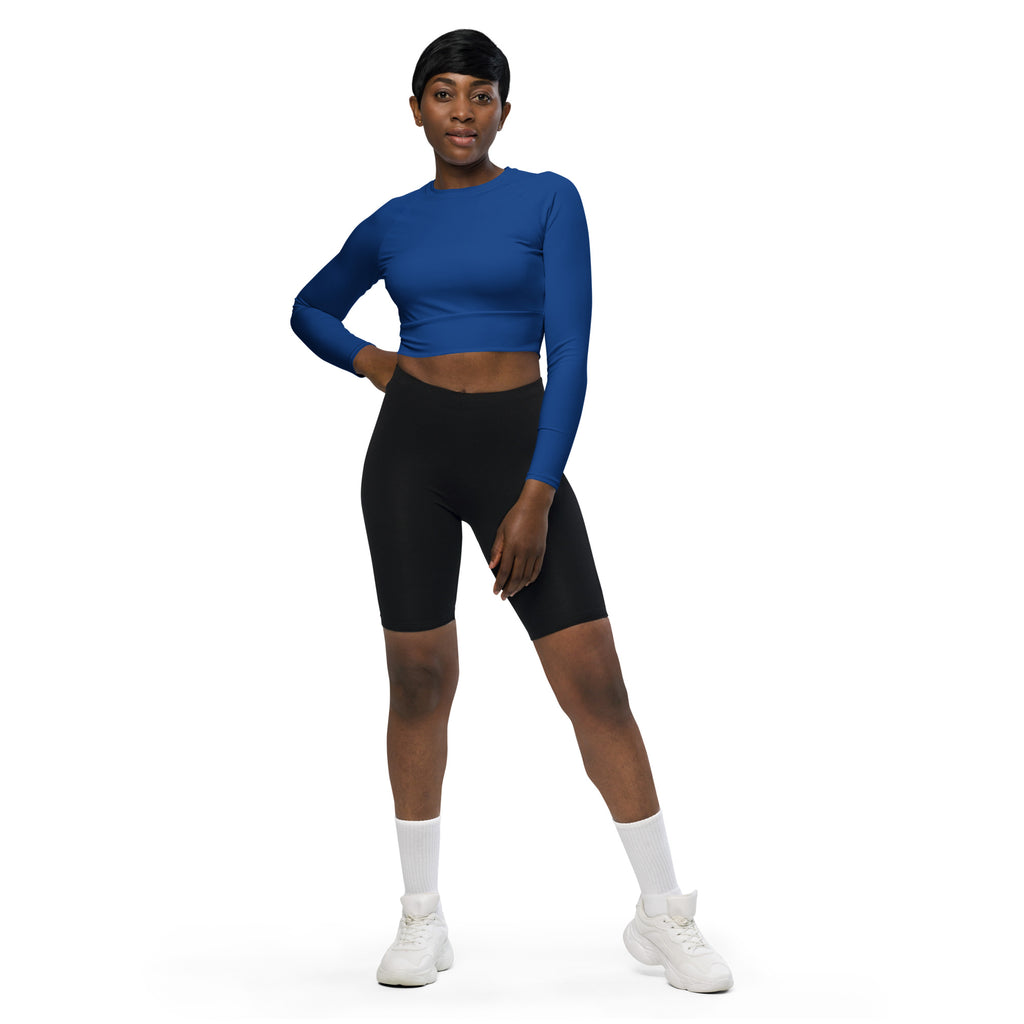 Women's Royal Blue Long Sleeve Performance Crop Top