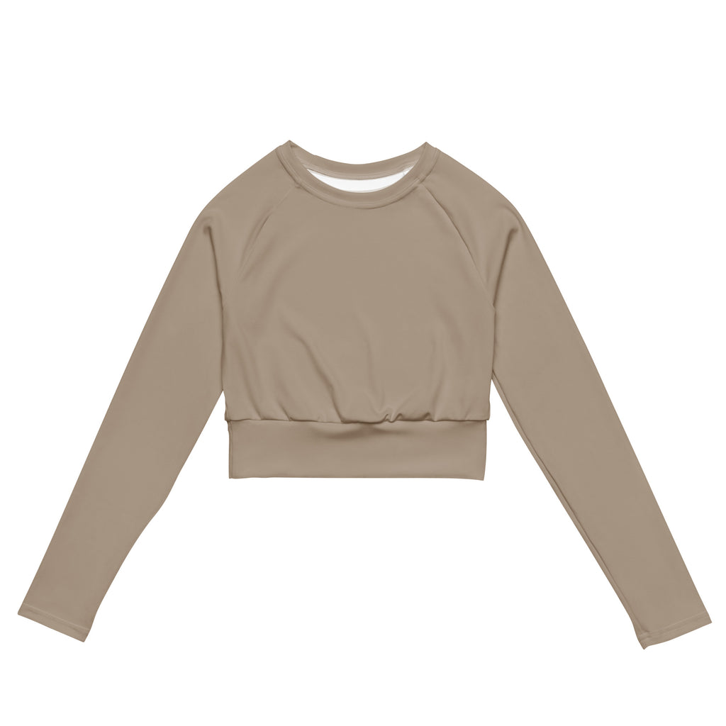 Women's Taupe Long Sleeve Performance Crop Top