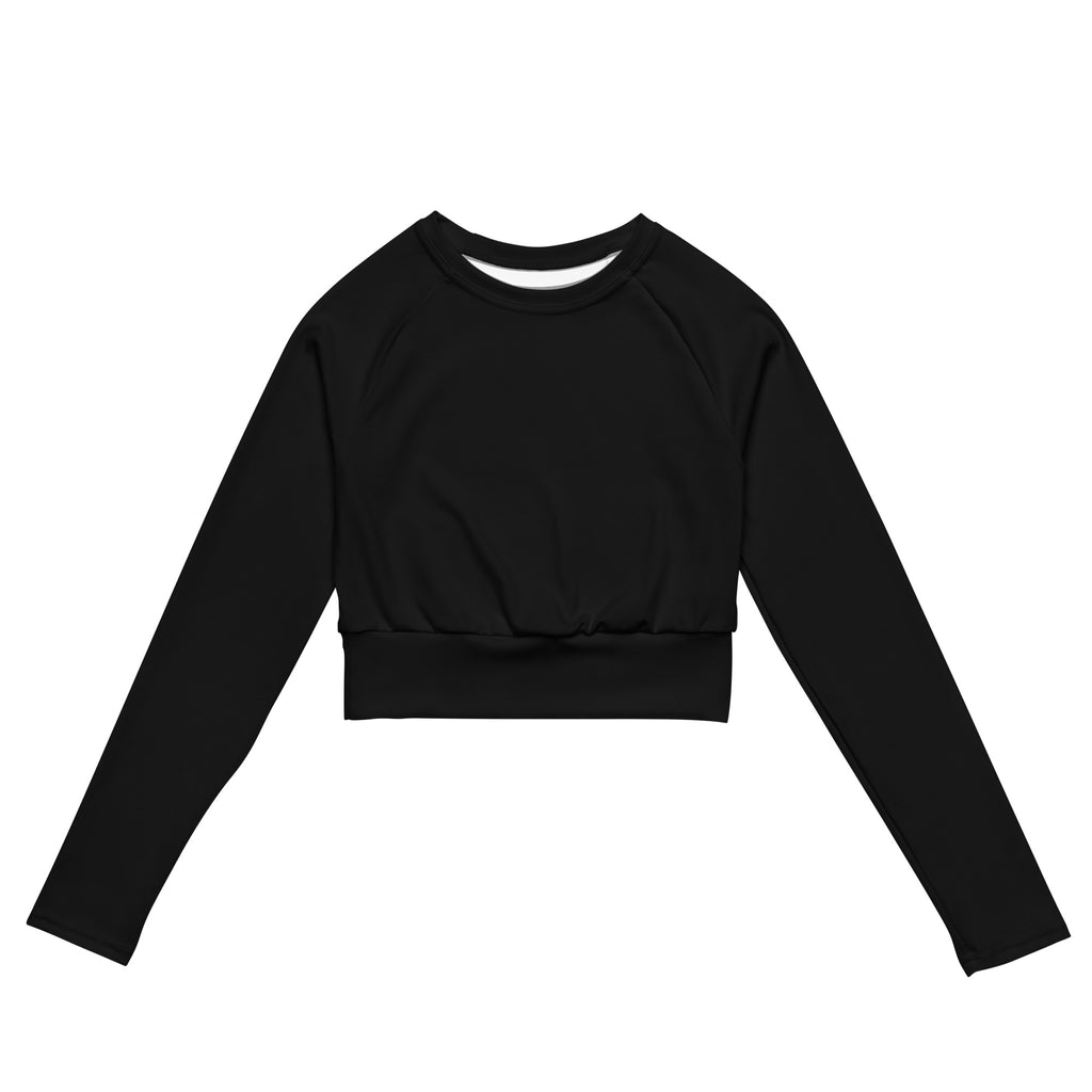 Women's Jet Black Long Sleeve Performance Crop Top