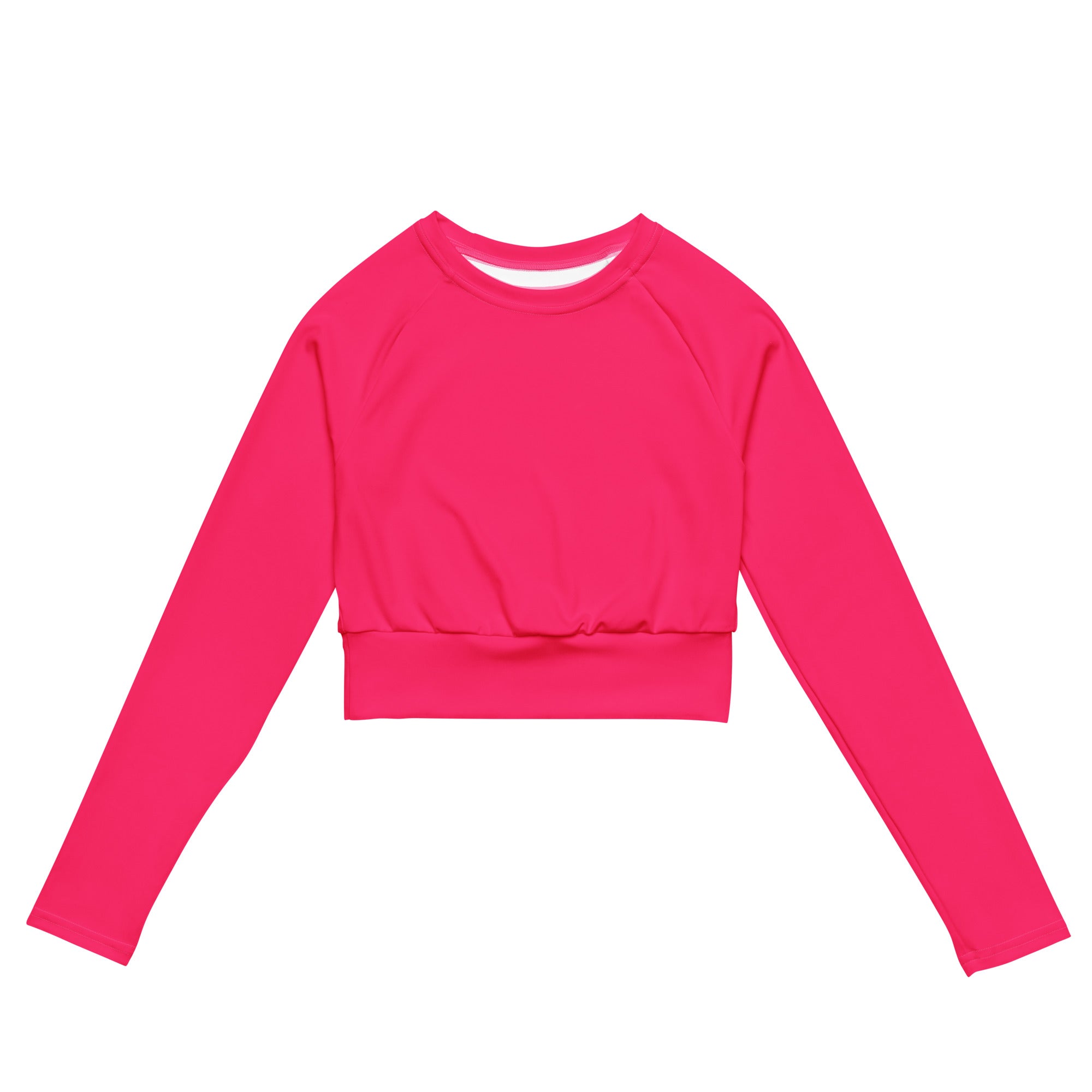 Women's Hot Pink Long Sleeve Performance Crop Top