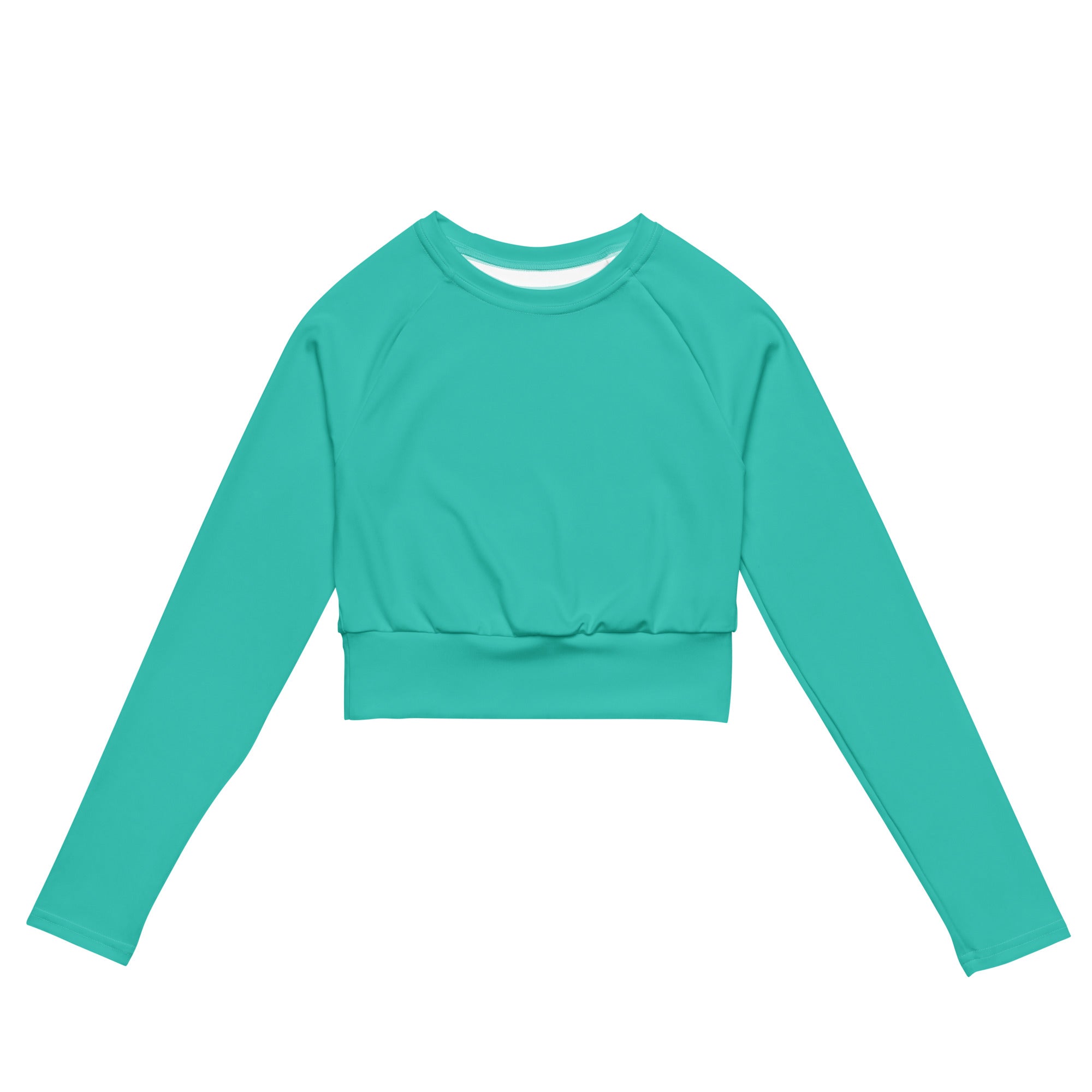 Women's Teal Long Sleeve Performance Crop Top