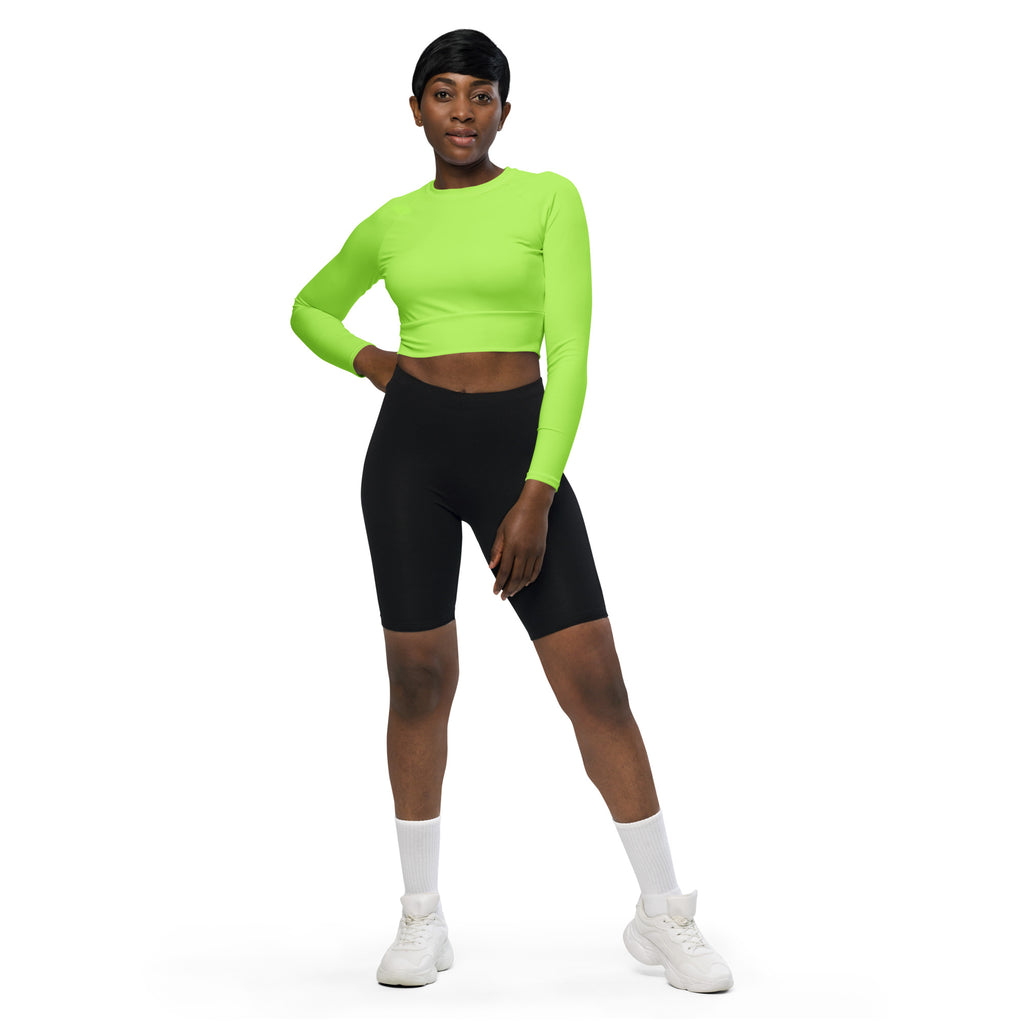 Women's Neon Green Long Sleeve Performance Crop Top
