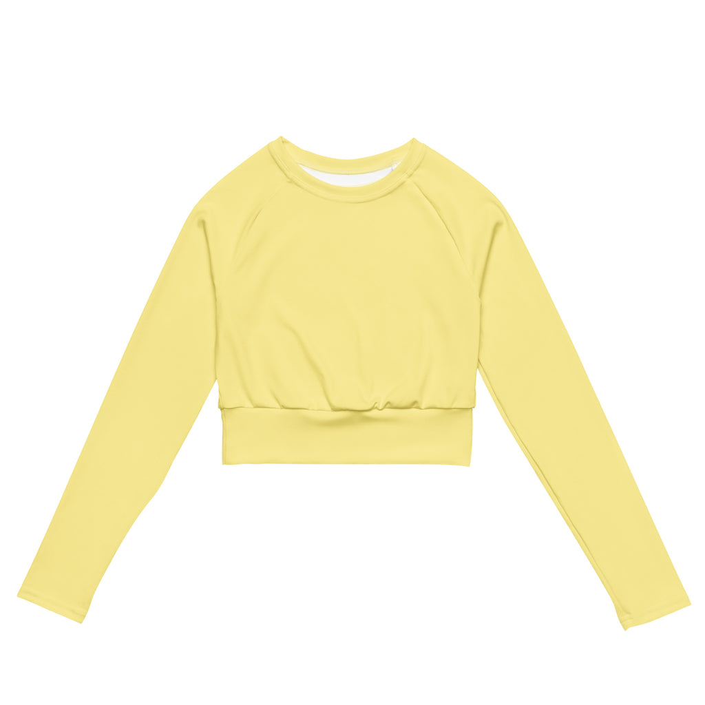 Women's Light Yellow Long Sleeve Performance Crop Top