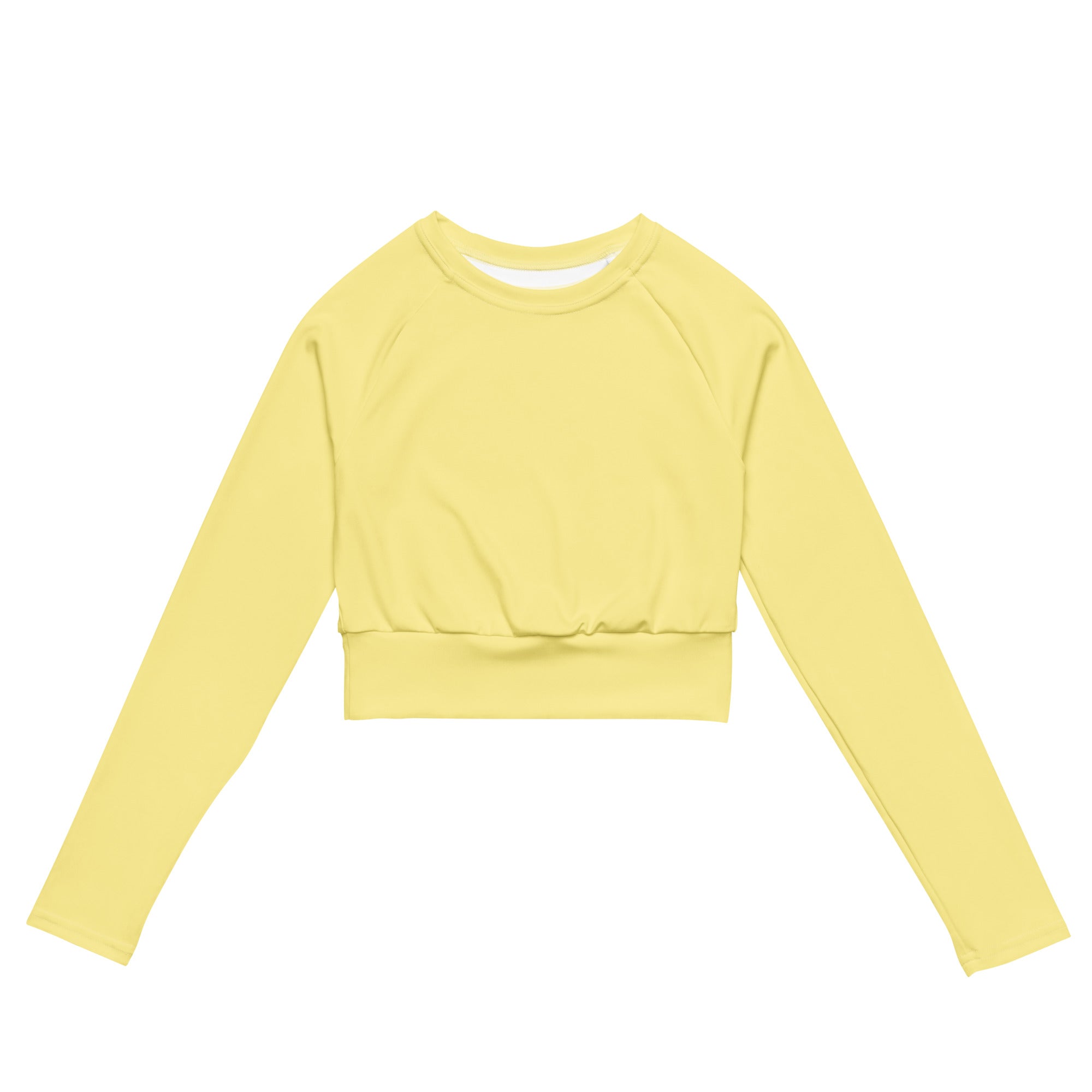 Women's Light Yellow Long Sleeve Performance Crop Top