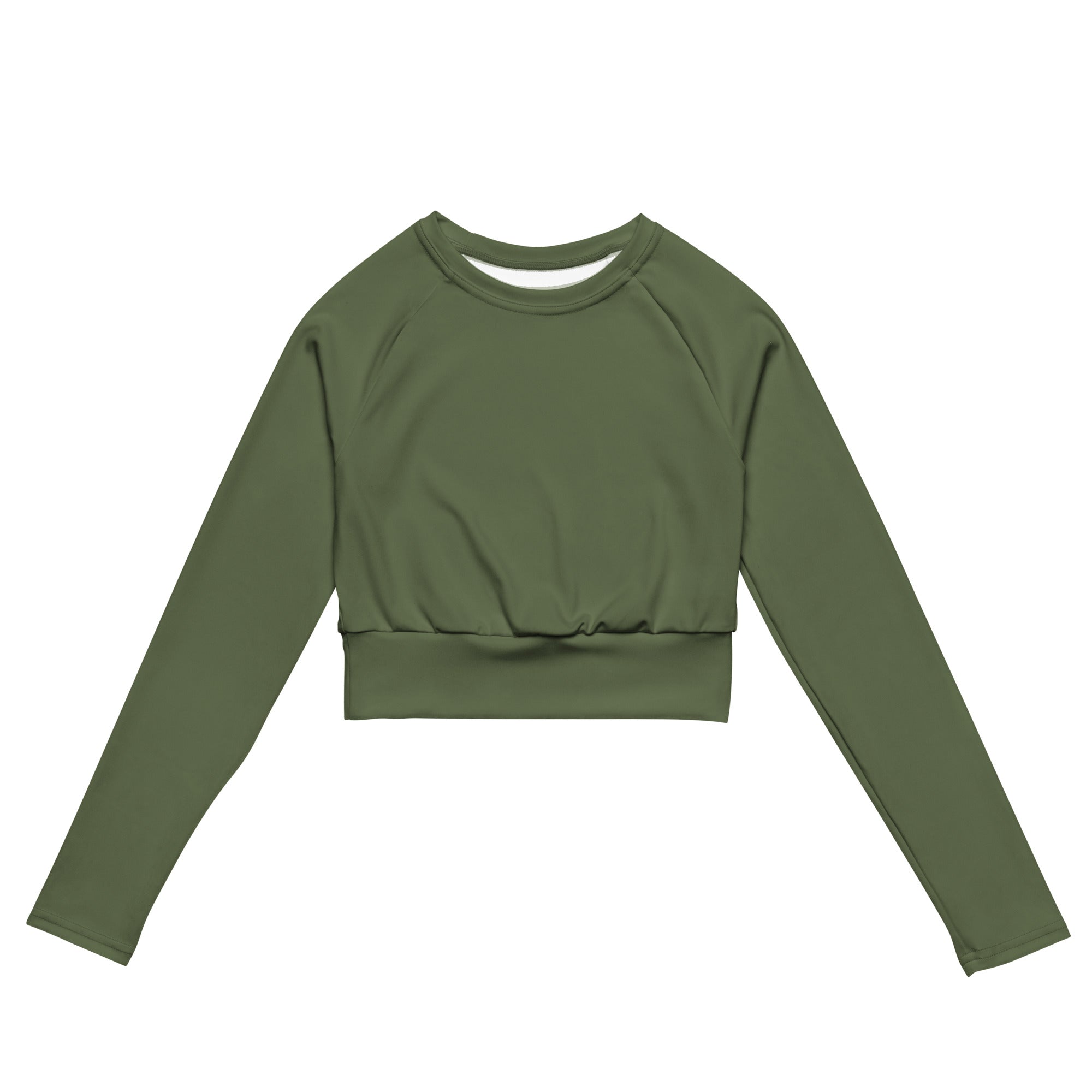 Women's Dark Olive Green Long Sleeve Performance Crop Top