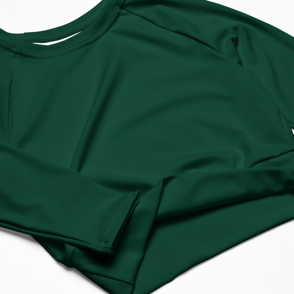 Women's Dark Green Long Sleeve Performance Crop Top