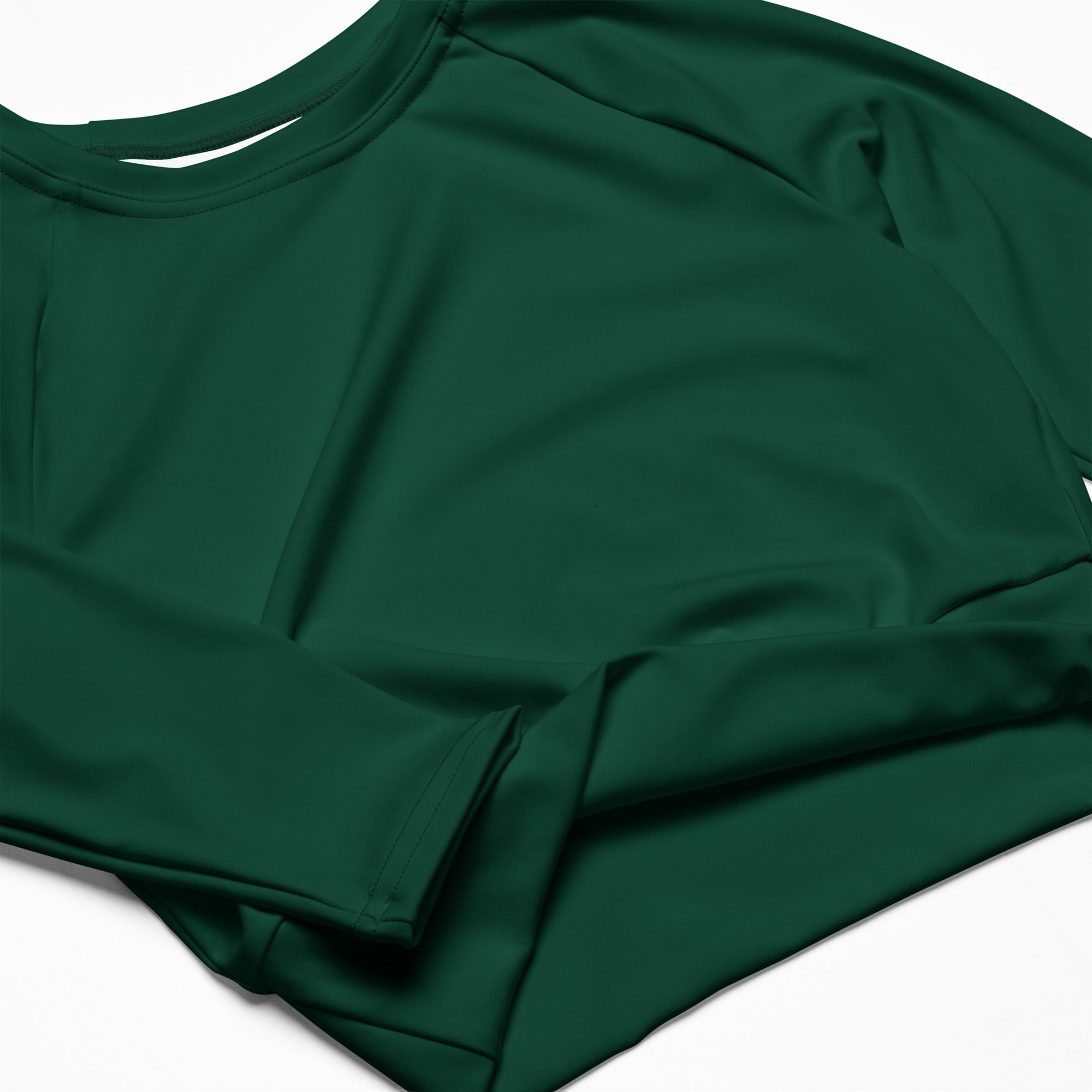 Women's Dark Green Long Sleeve Performance Crop Top