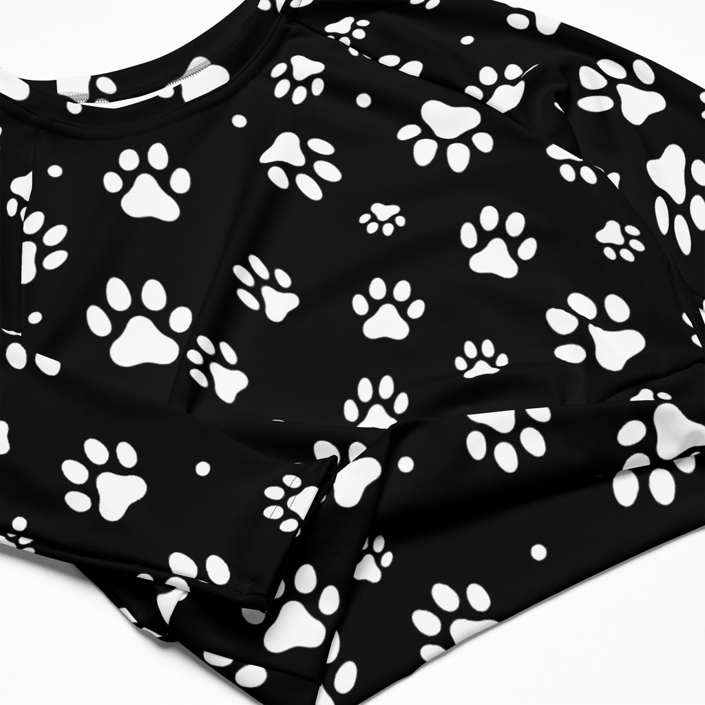 Women's Paw Print Long Sleeve Performance Crop Top