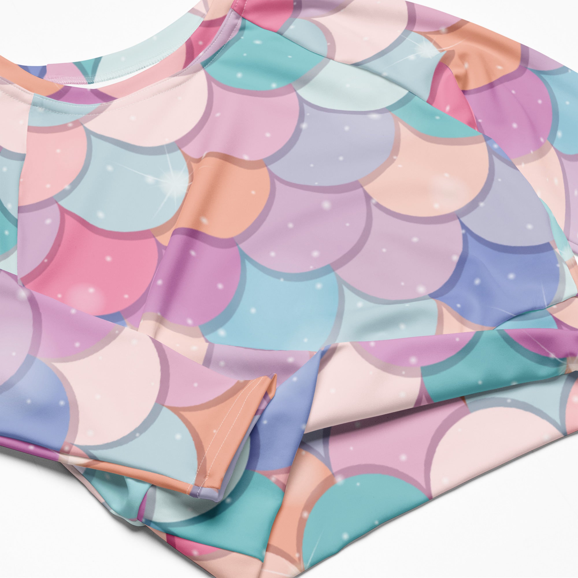 Women's Rainbow Mermaid Long Sleeve Performance Crop Top