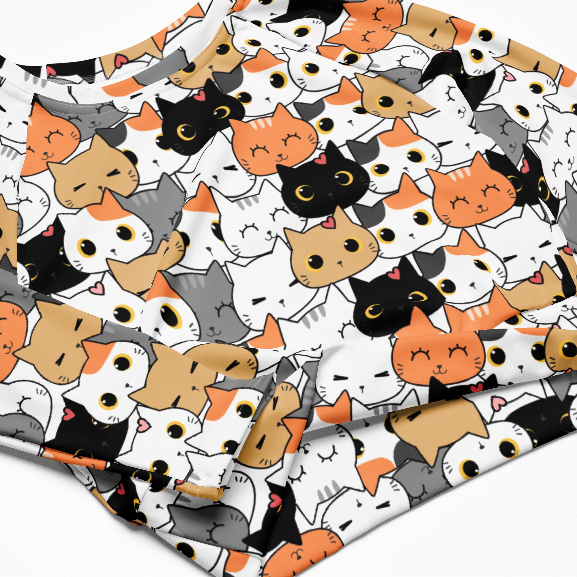 Women's Cat Face Long Sleeve Performance Crop Top