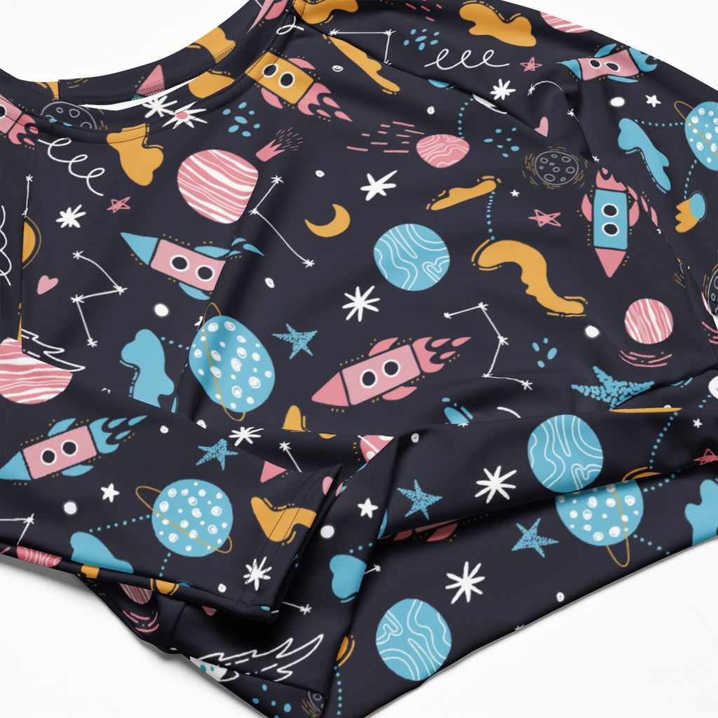 Women's Outer Space Long Sleeve Performance Crop Top