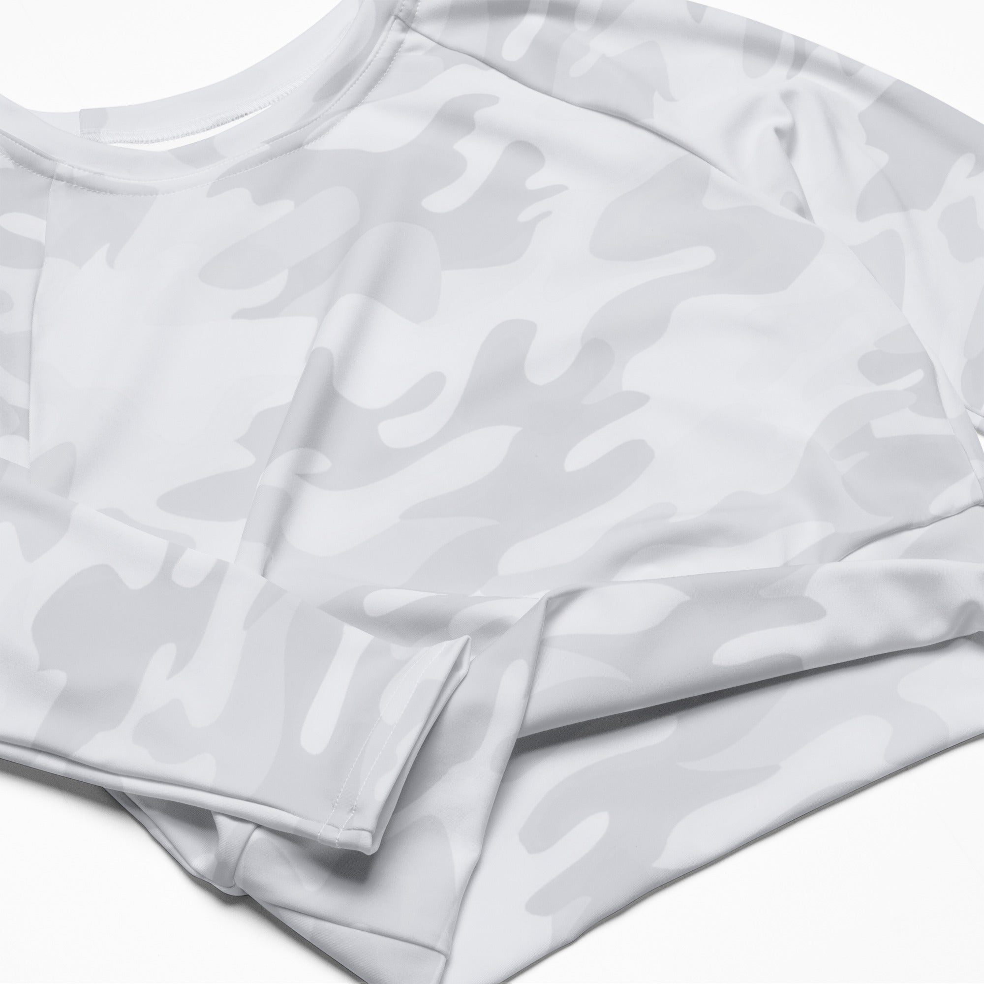 Women's Gray Camouflage Long Sleeve Performance Crop Top