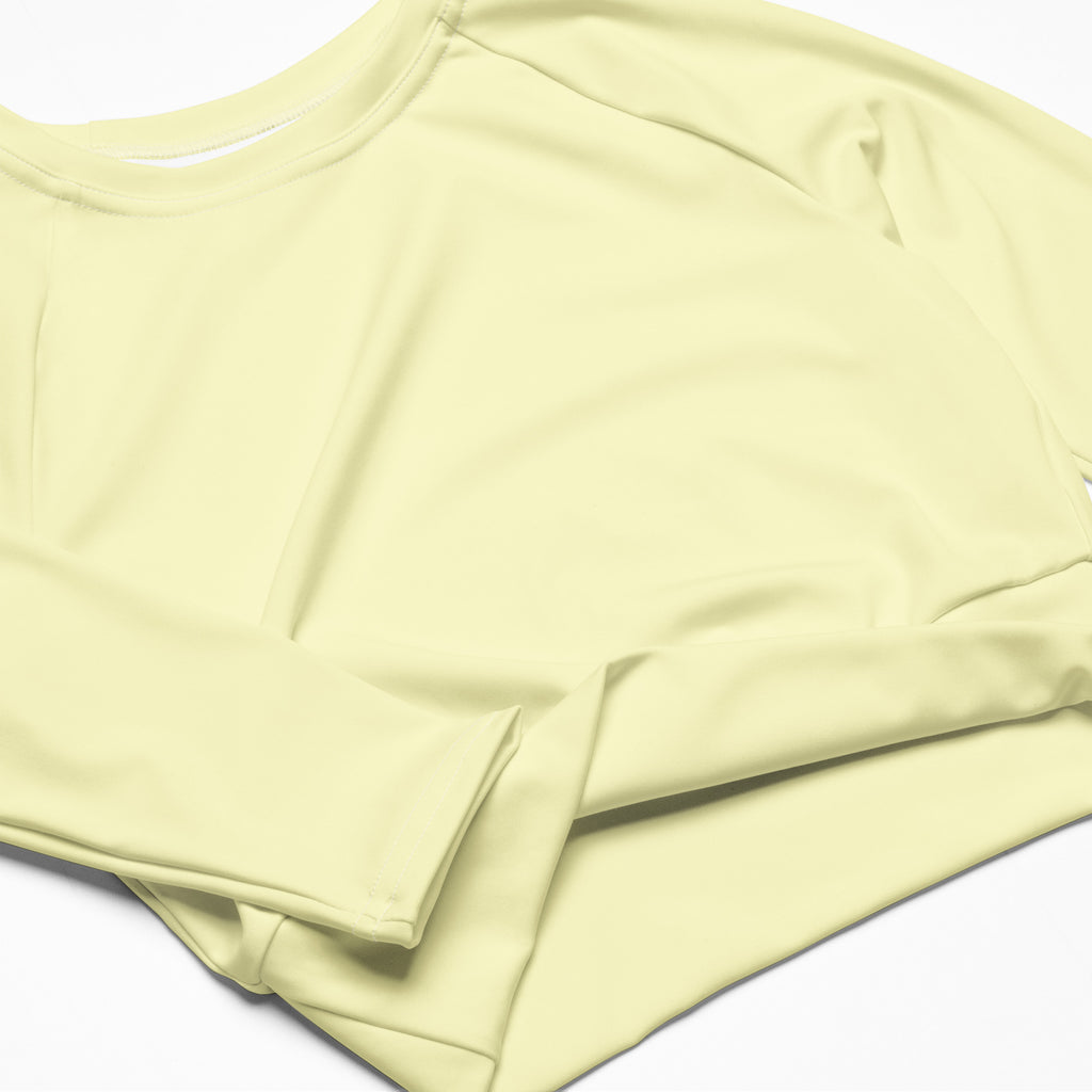 Women's Pastel Yellow Long Sleeve Performance Crop Top