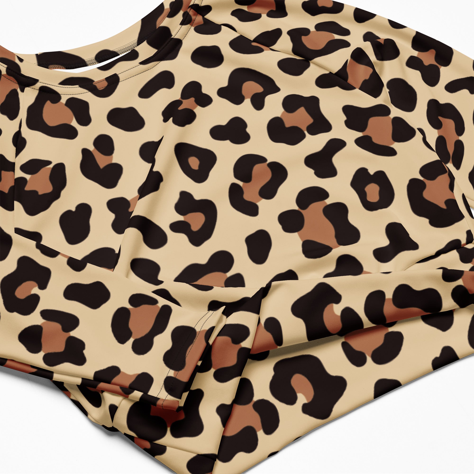 Women's Leopard Print Long Sleeve Performance Crop Top