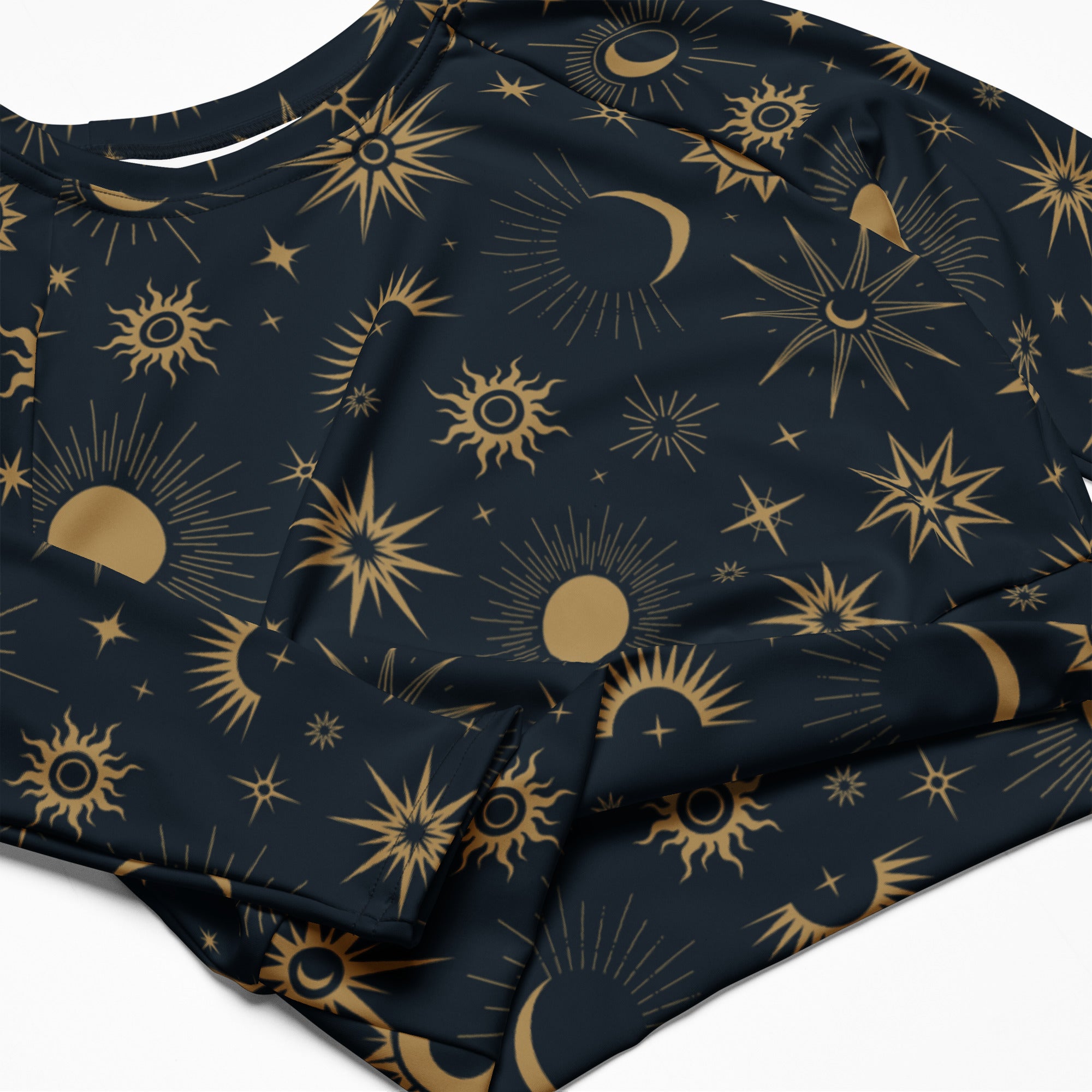 Women's Celestial Sun & Moon Long Sleeve Performance Crop Top