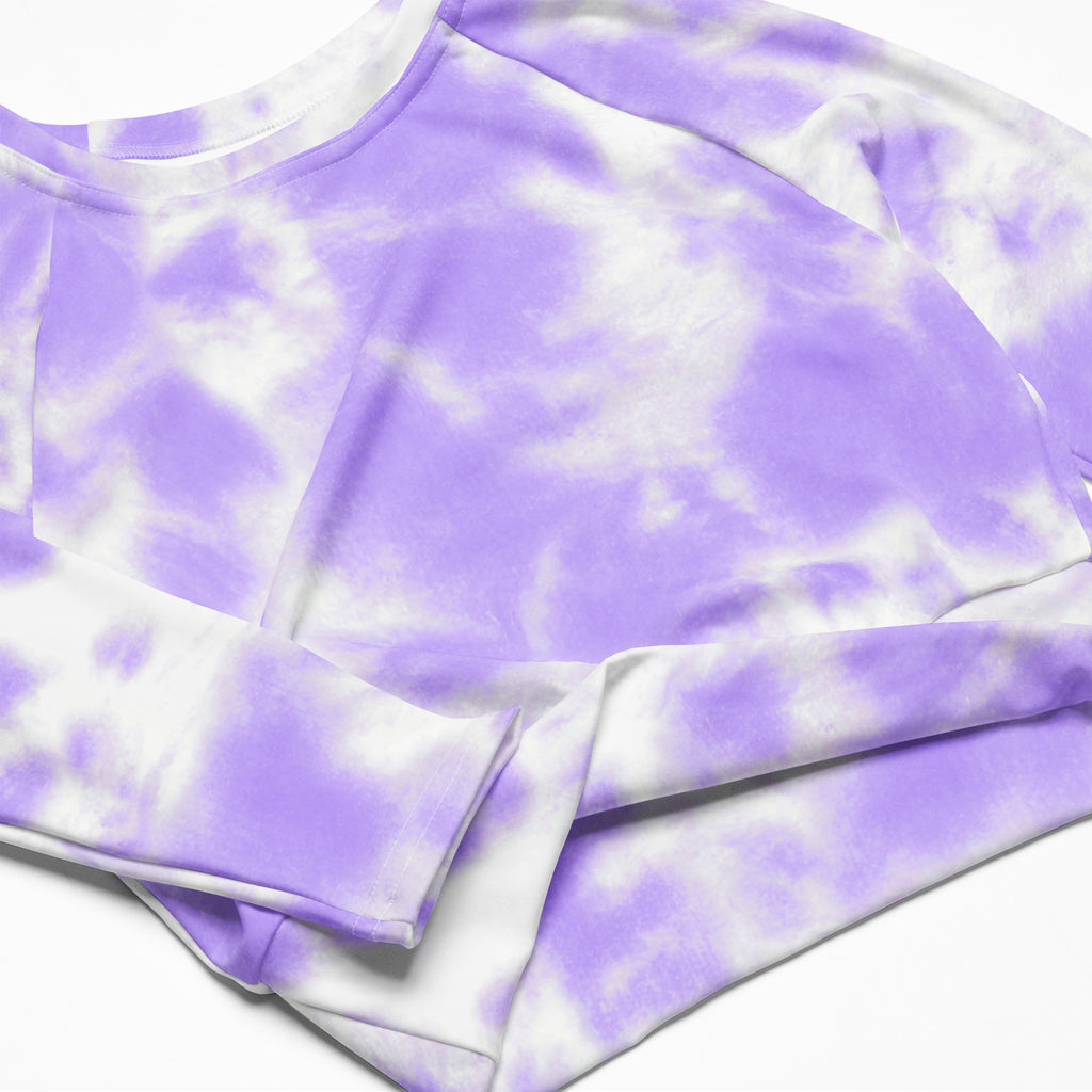 Women's Purple Tie Dye Long Sleeve Performance Crop Top