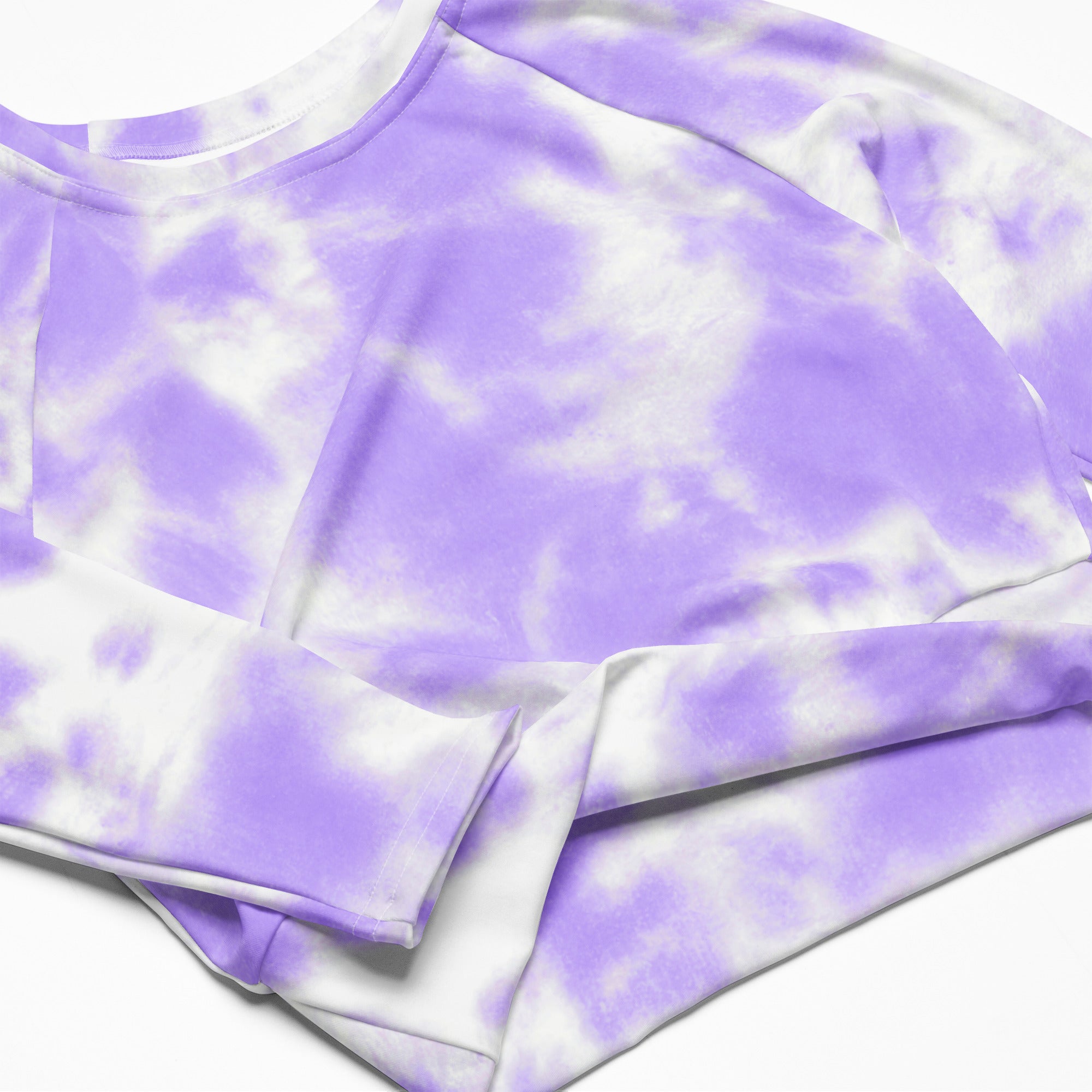 Women's Purple Tie Dye Long Sleeve Performance Crop Top