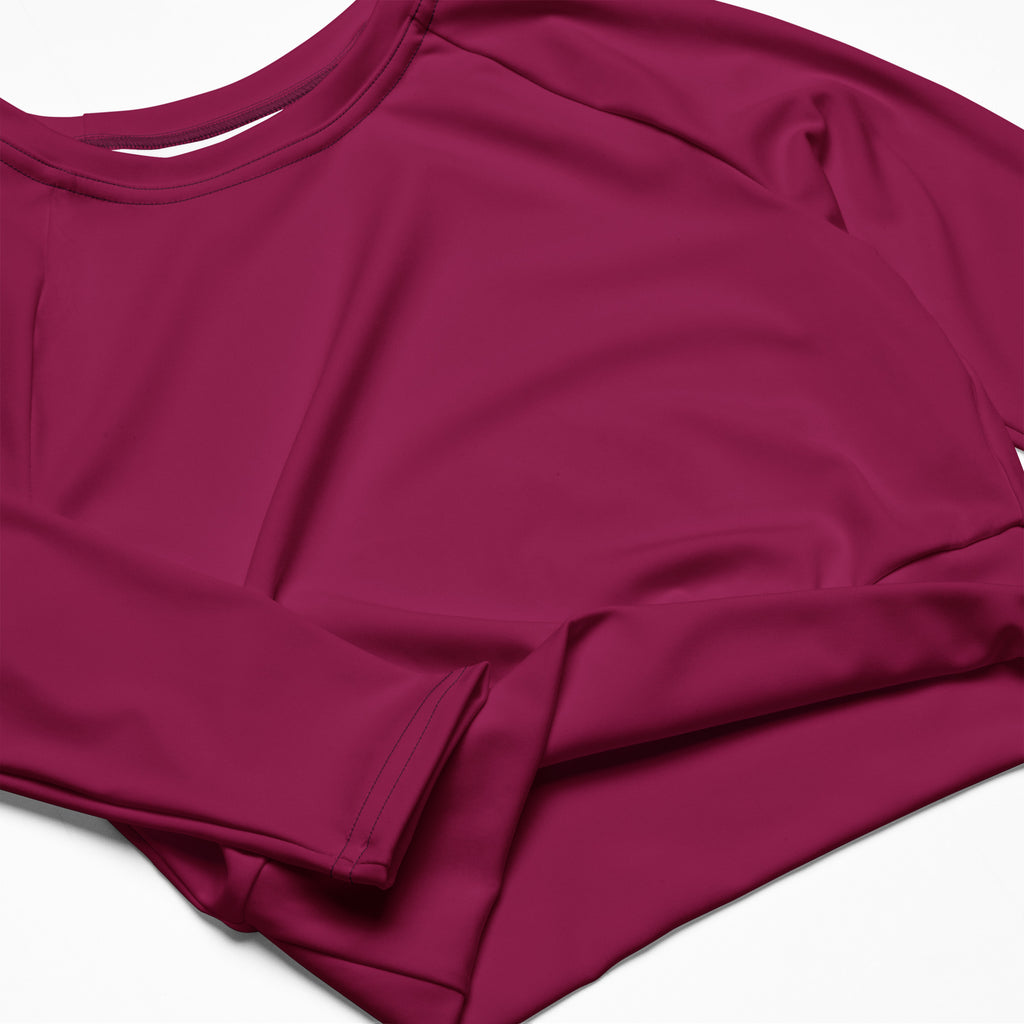 Women's Deep Magenta Long Sleeve Performance Crop Top