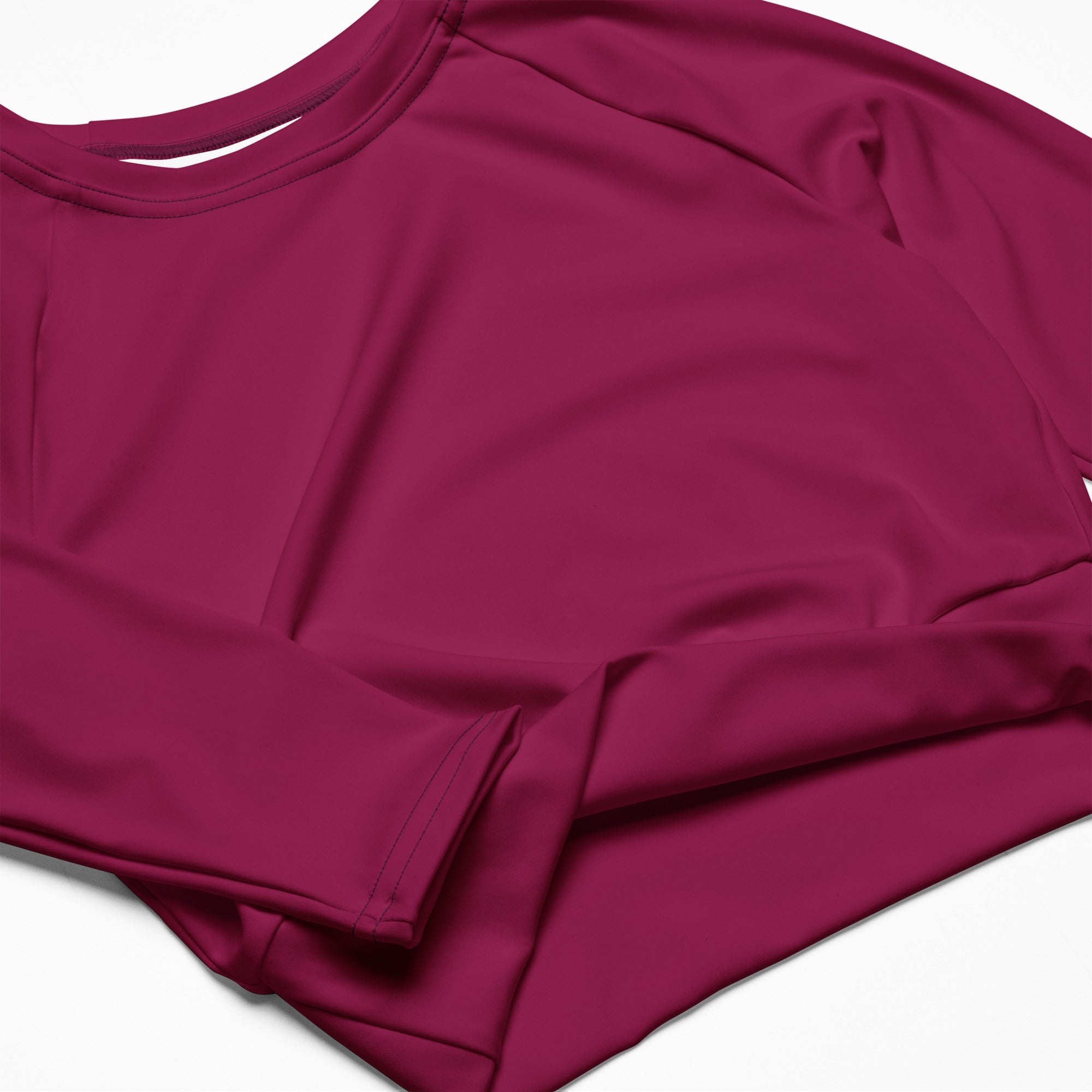 Women's Deep Magenta Long Sleeve Performance Crop Top