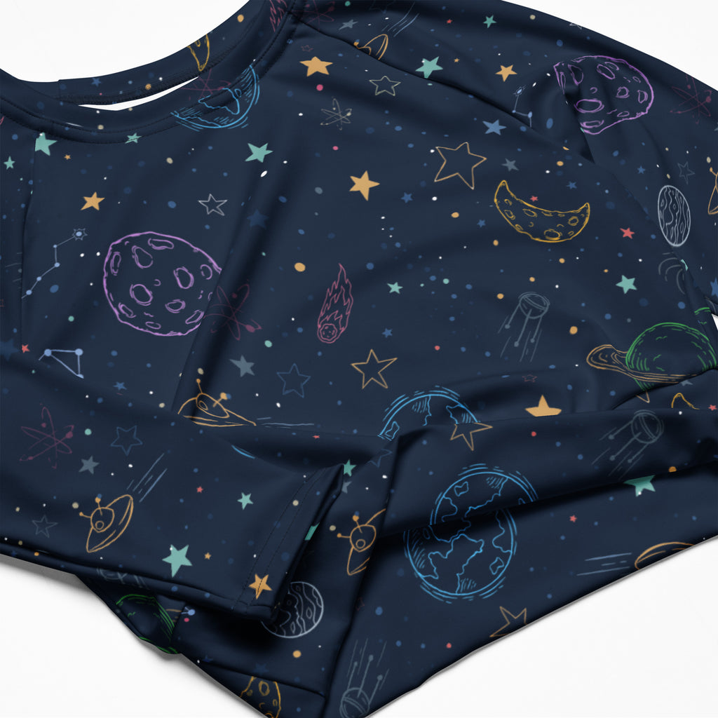 Women's Colorful Galaxy Space Long Sleeve Performance Crop Top