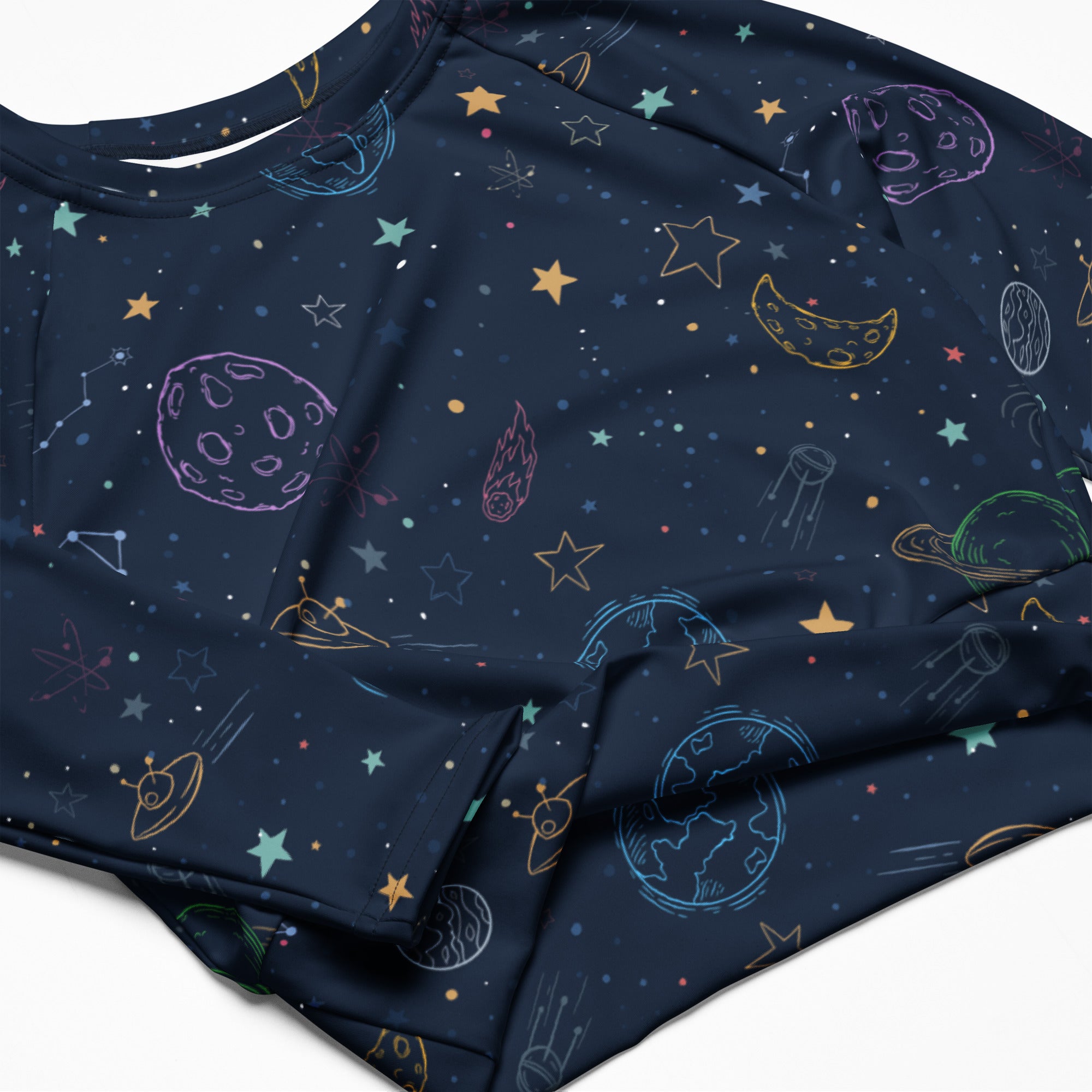 Women's Colorful Galaxy Space Long Sleeve Performance Crop Top
