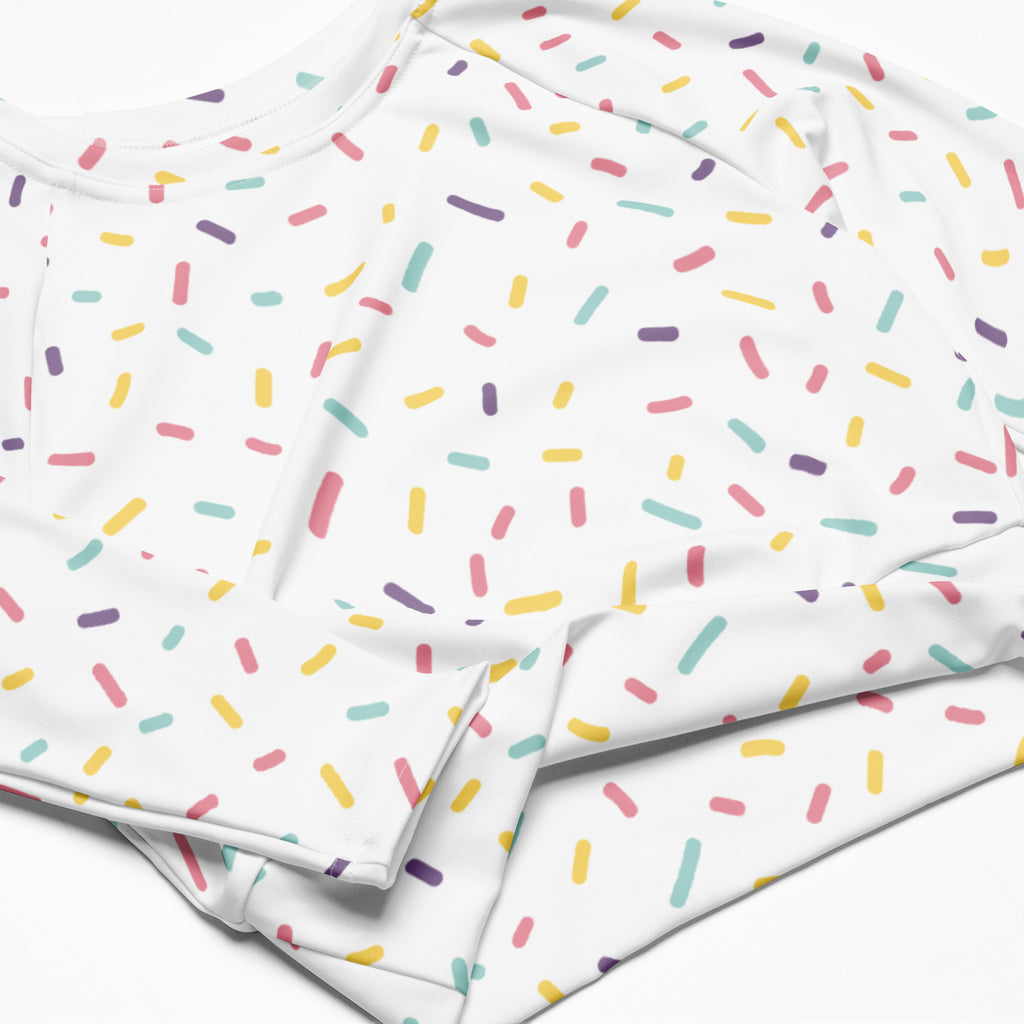 Women's Sprinkle Print Long Sleeve Performance Crop Top