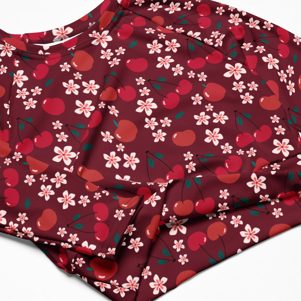 Women's Cherry Blossom Long Sleeve Performance Crop Top