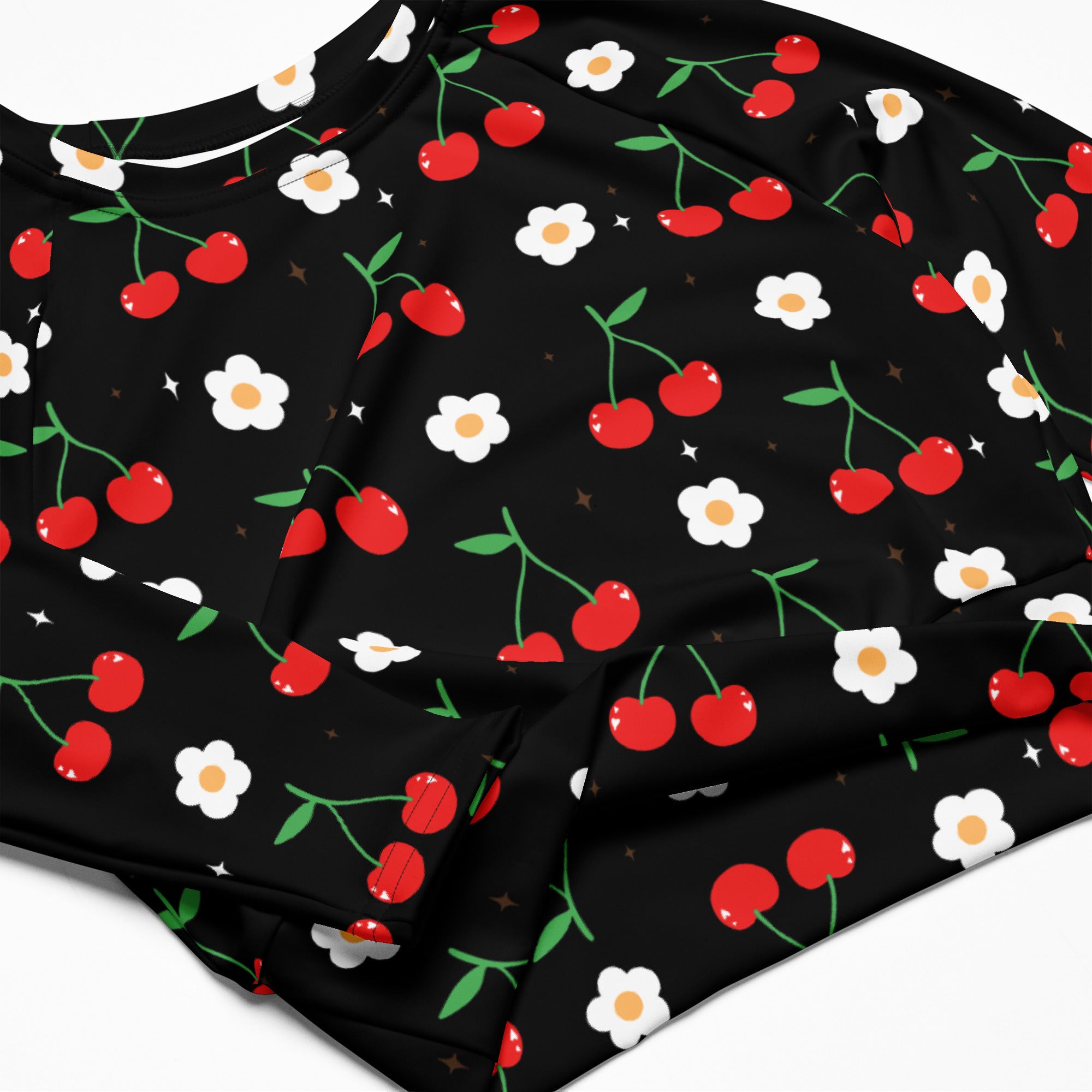 Women's Black Cherry Long Sleeve Performance Crop Top