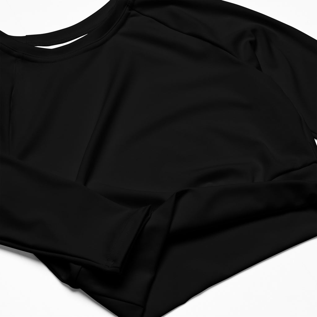 Women's Black Long Sleeve Performance Crop Top