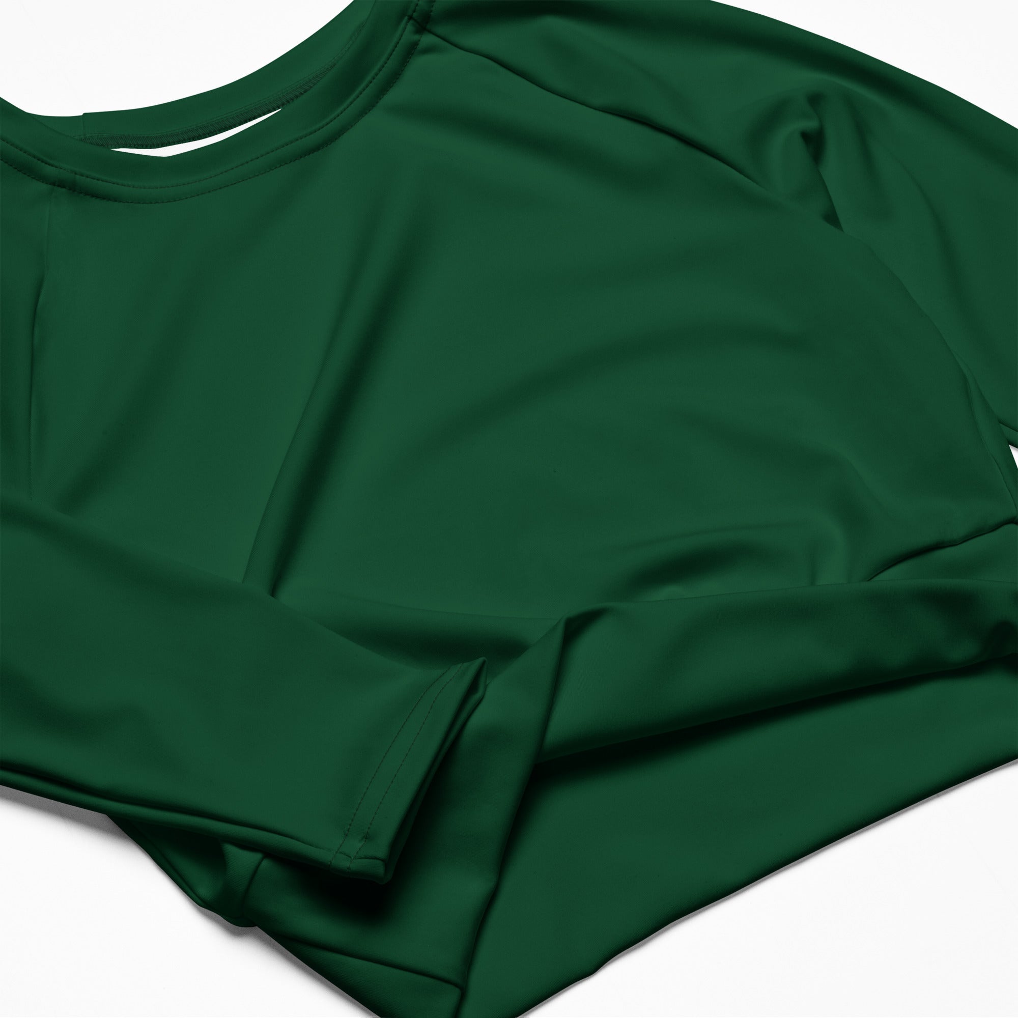 Women's Dark Green Long Sleeve Performance Crop Top