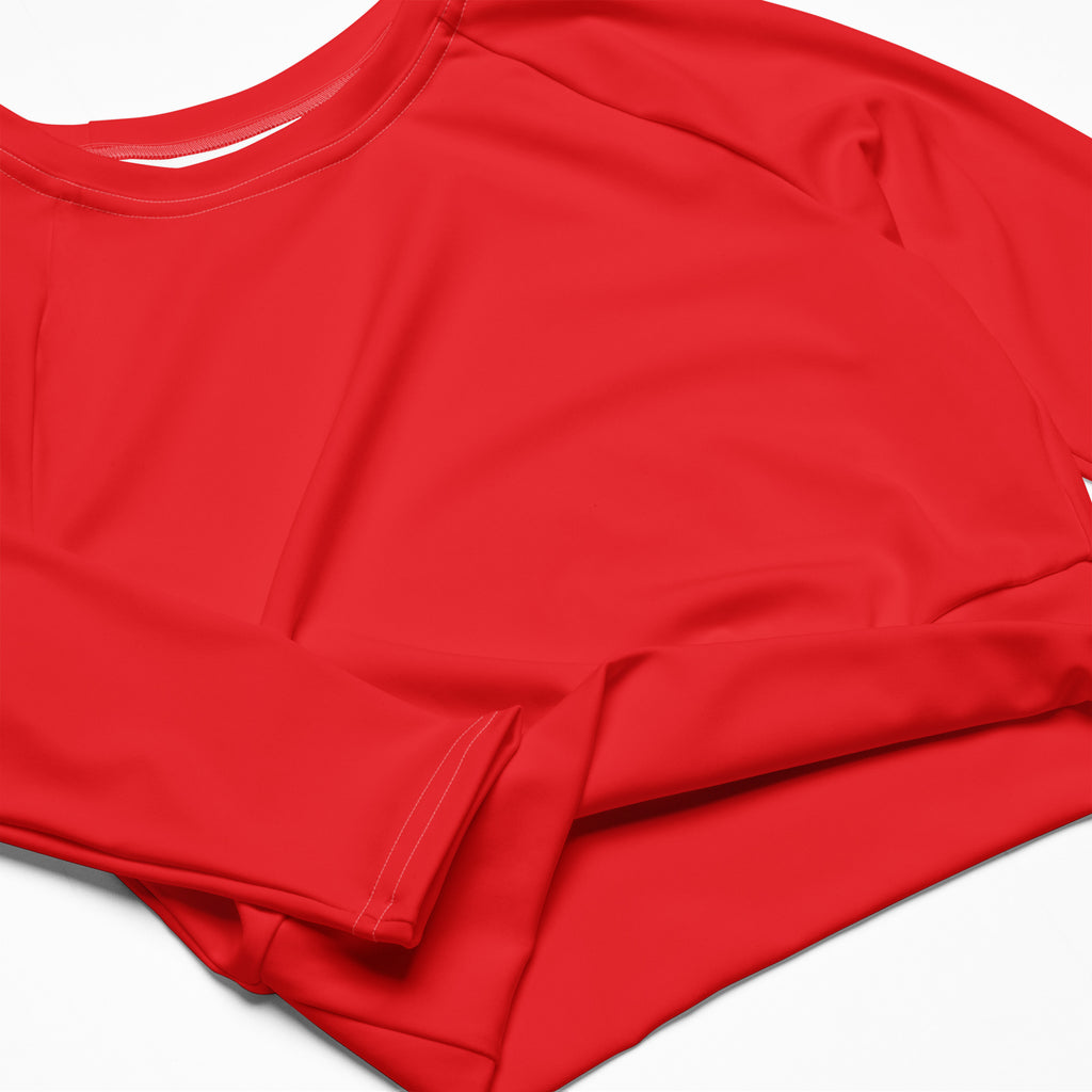 Women's Red Long Sleeve Performance Crop Top