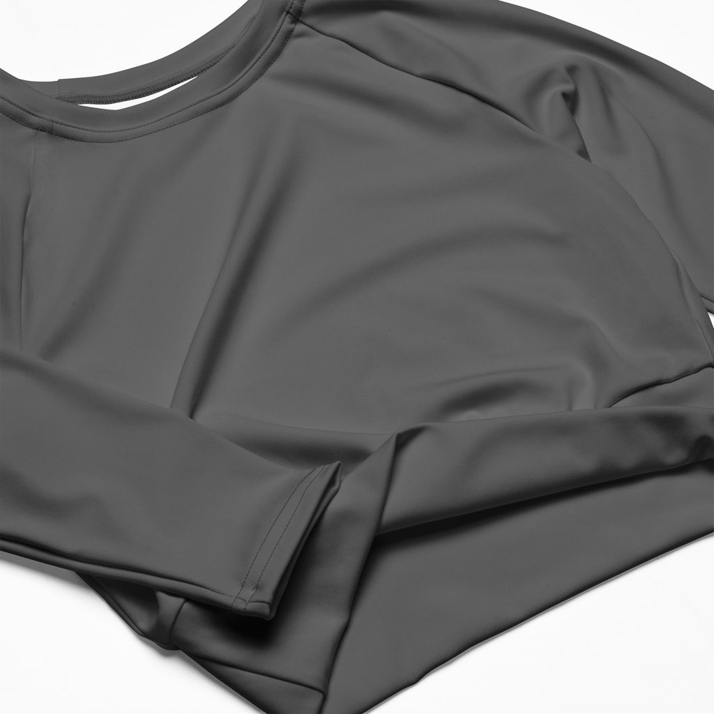 Women's Gray Long Sleeve Performance Crop Top