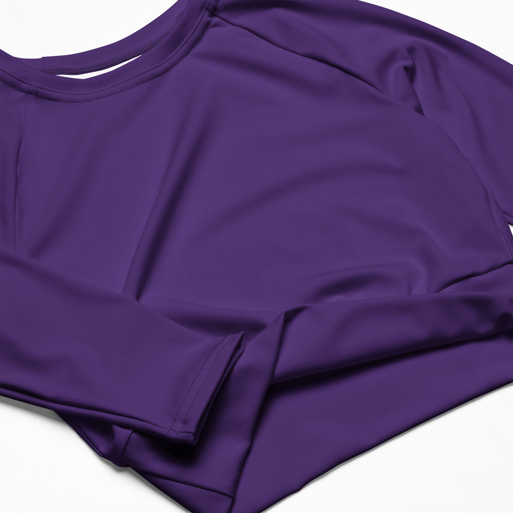 Women's Dark Purple Long Sleeve Performance Crop Top