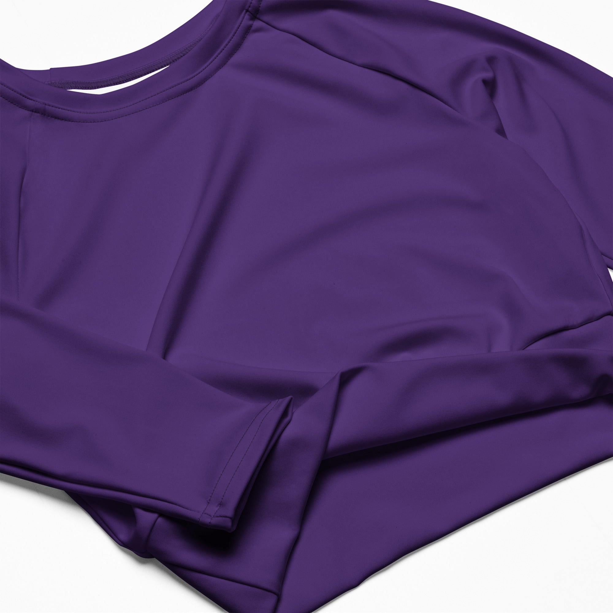 Women's Dark Purple Long Sleeve Performance Crop Top