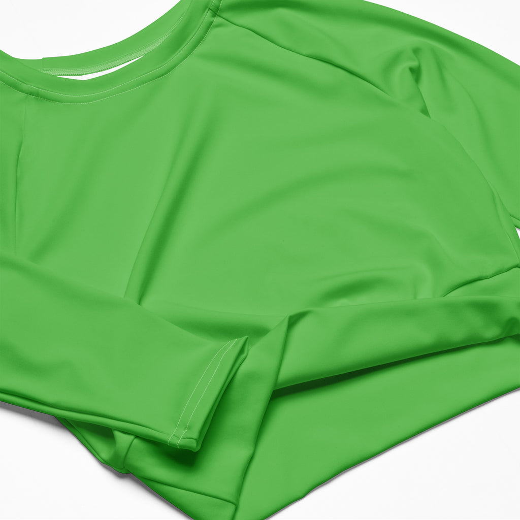Women's Green Long Sleeve Performance Crop Top