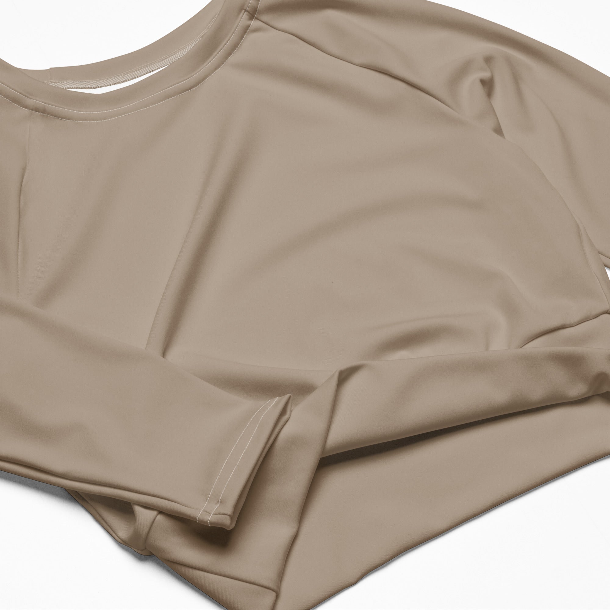 Women's Taupe Long Sleeve Performance Crop Top