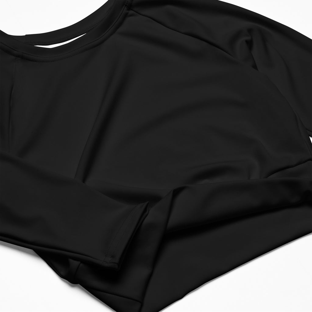 Women's Jet Black Long Sleeve Performance Crop Top