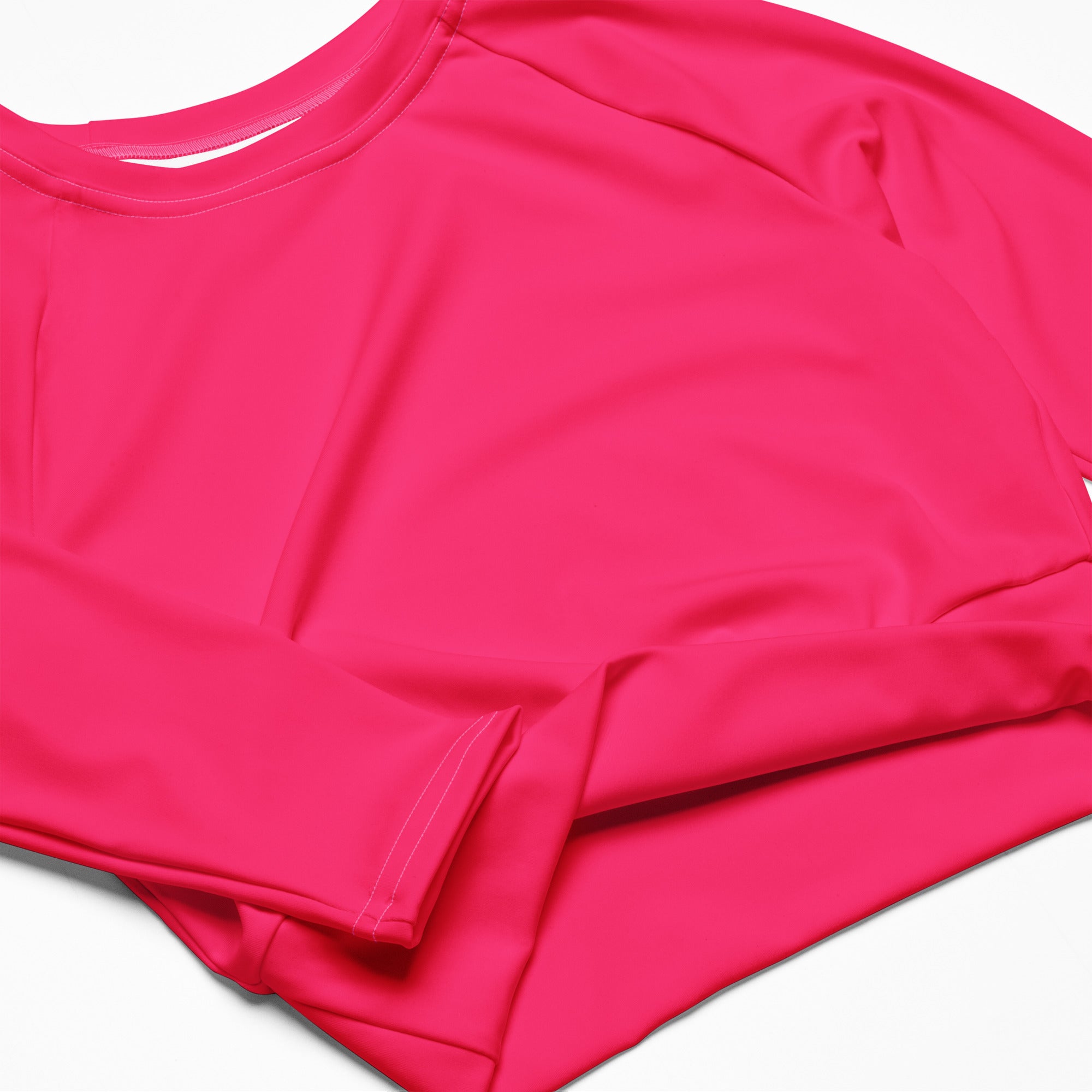 Women's Hot Pink Long Sleeve Performance Crop Top