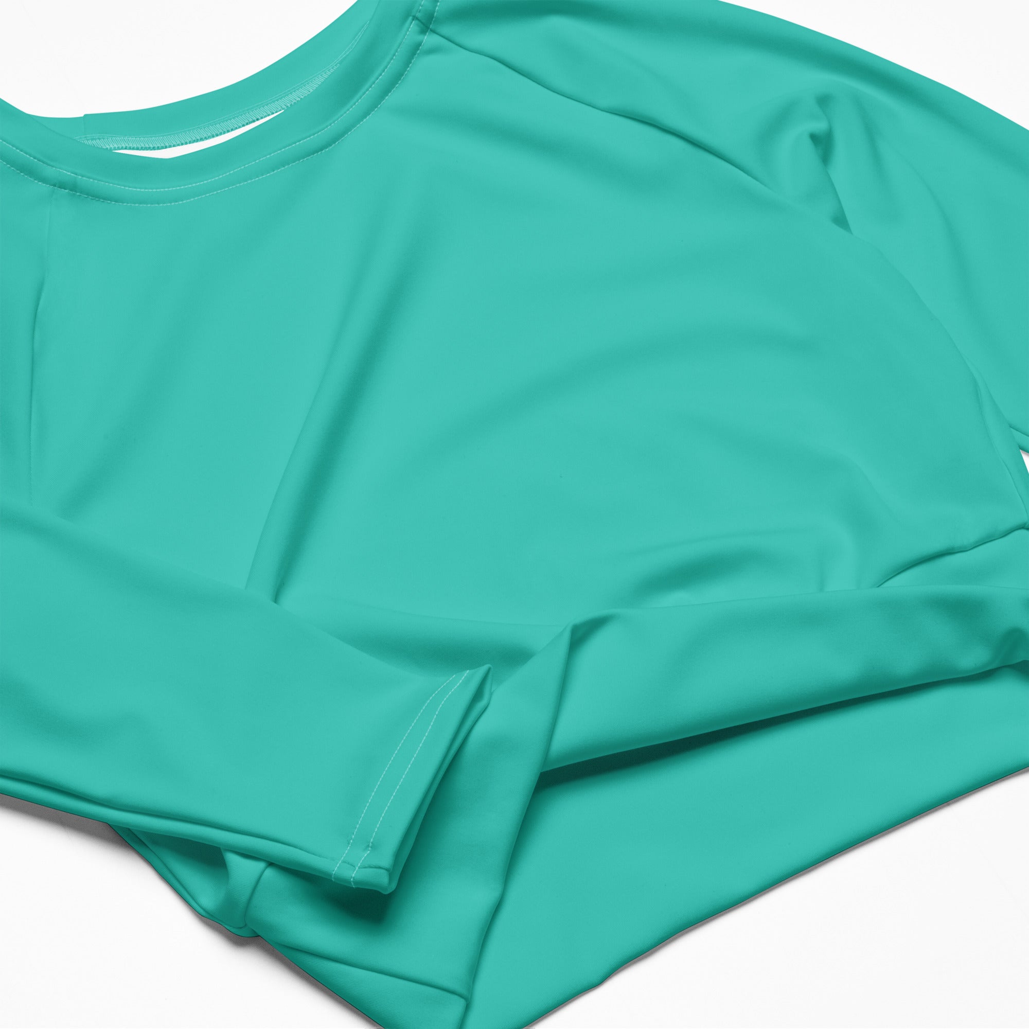 Women's Teal Long Sleeve Performance Crop Top