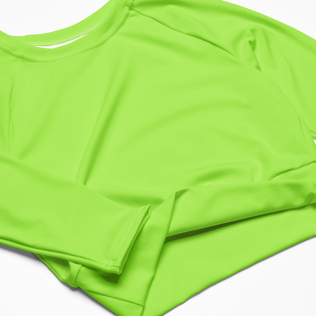 Women's Neon Green Long Sleeve Performance Crop Top