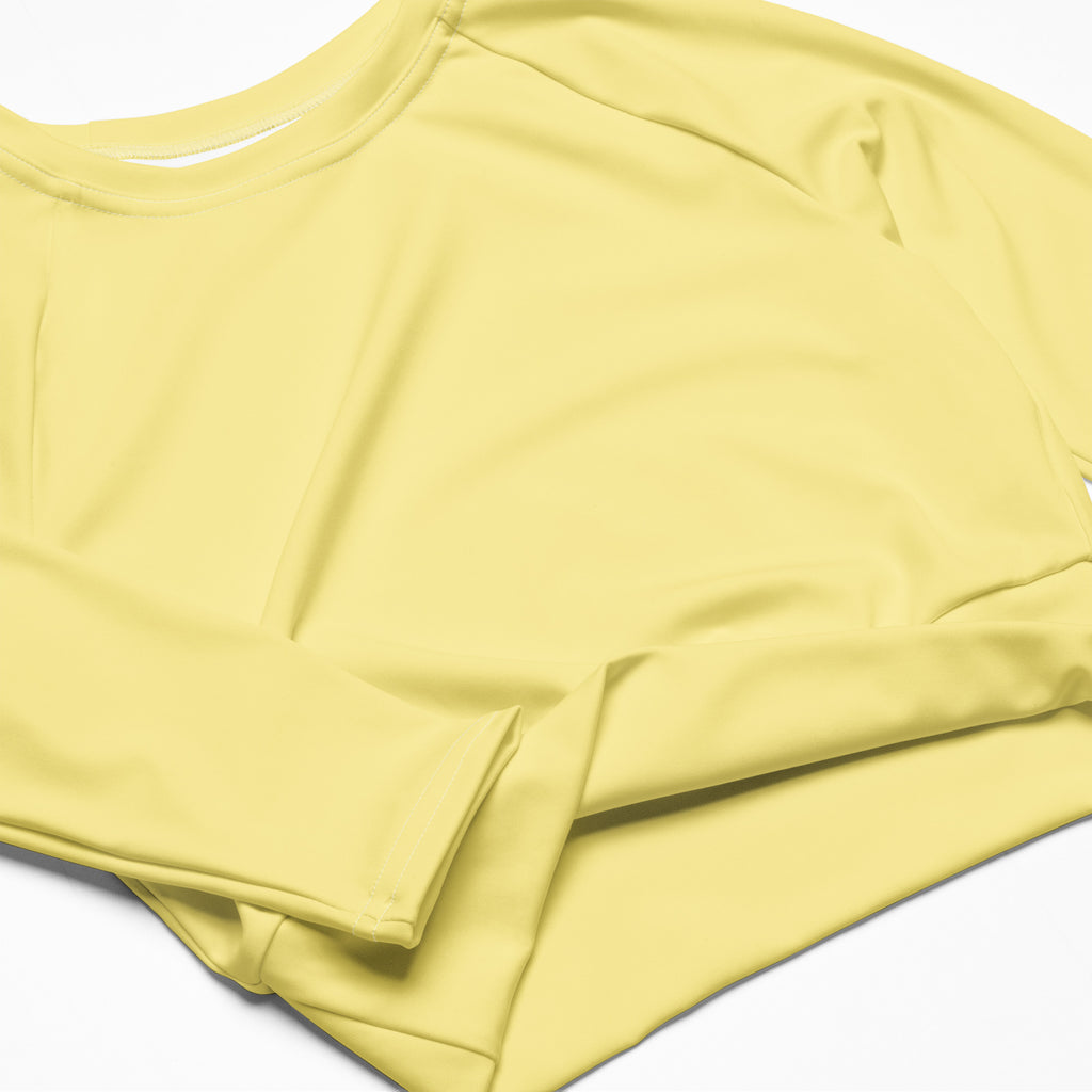 Women's Light Yellow Long Sleeve Performance Crop Top